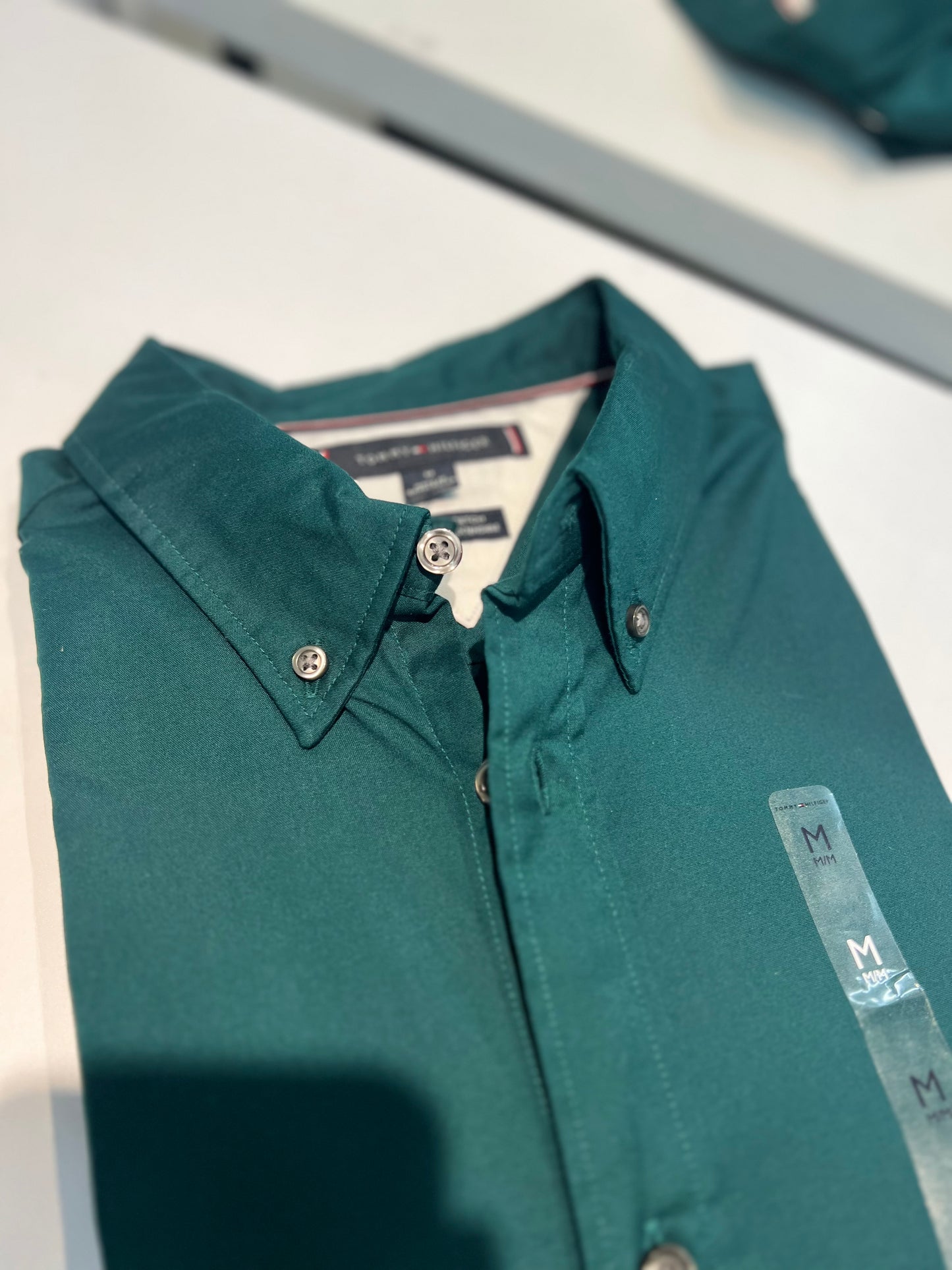 Camisa Tommy Hilfiger Algodón Slim Fit Stretch Verde