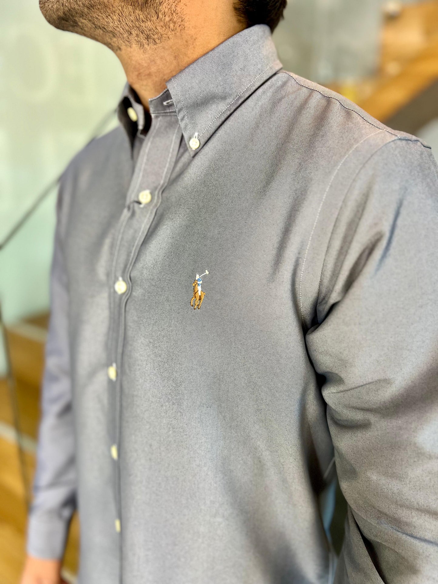 Camisa Polo R.L hombre Algodón Gris