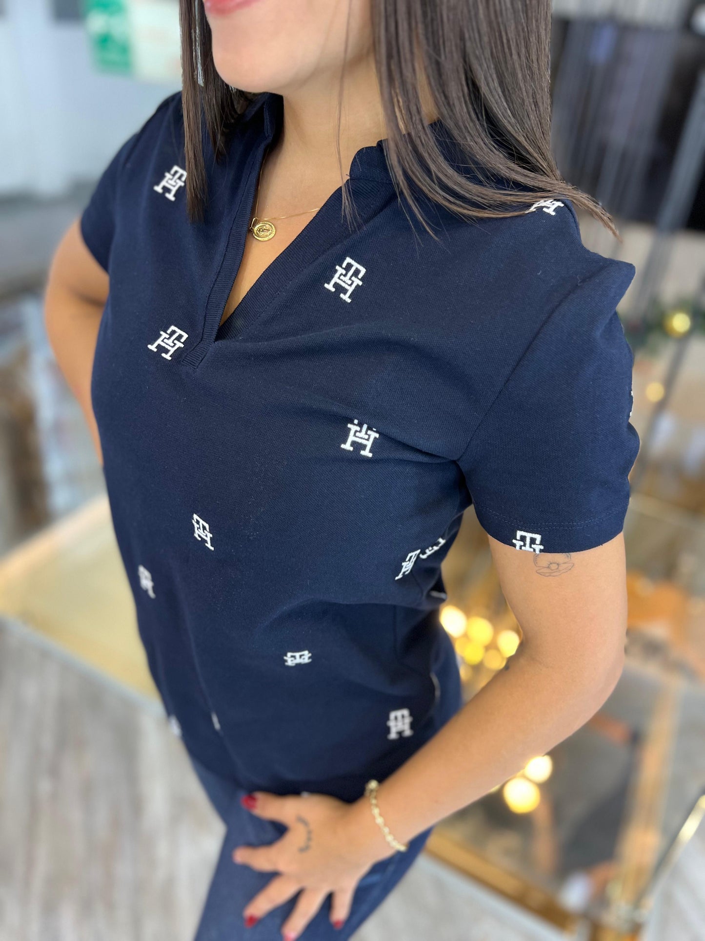 Polo Tommy Hilfiger Mujer Azul Escudos