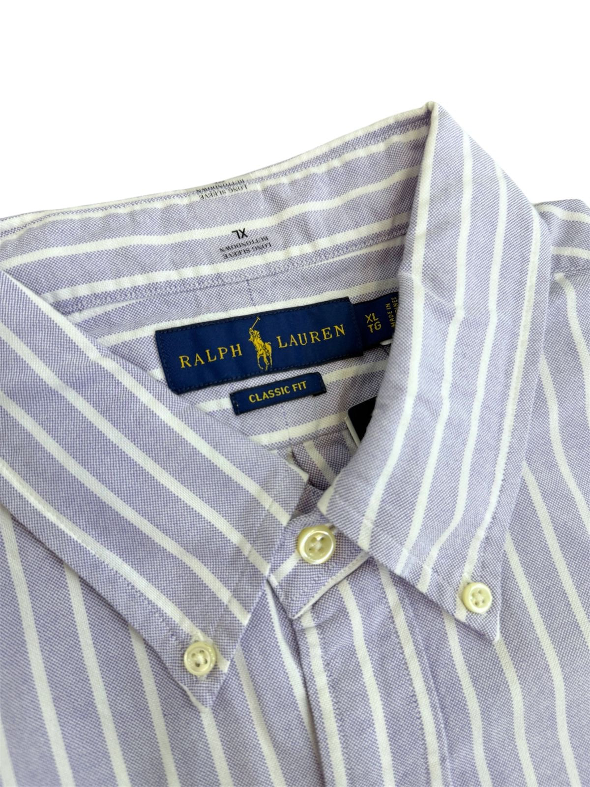 Camisa Polo R.L hombre Oxford Rayas Lilas Caballo Multicolor