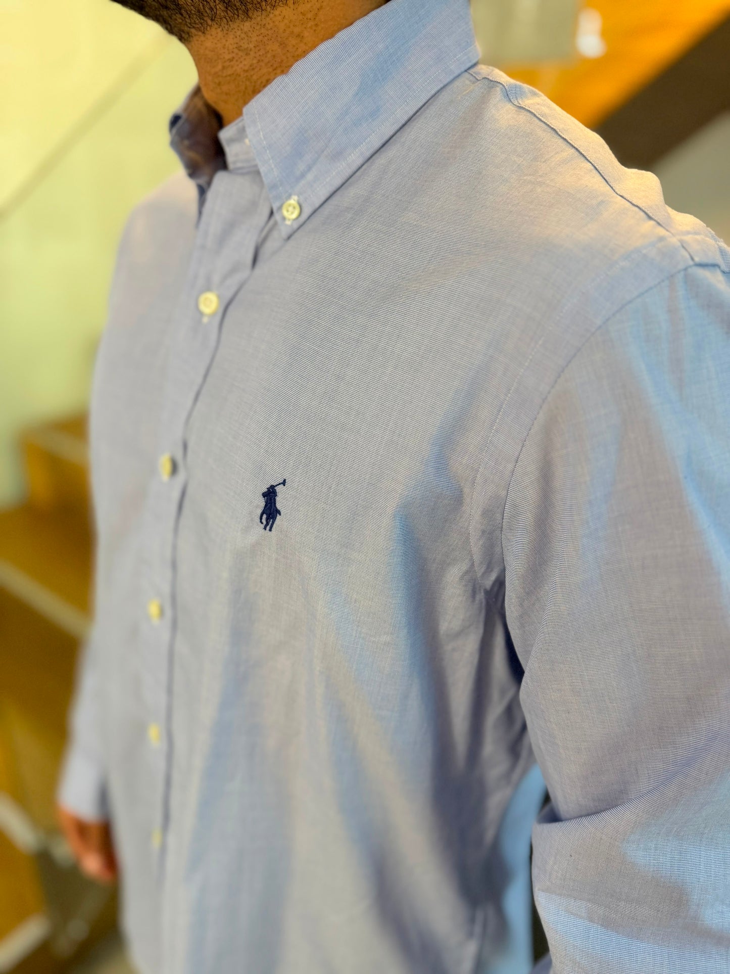 Camisa Polo R.L hombre Algodón Azul Cielo Caballo Azul