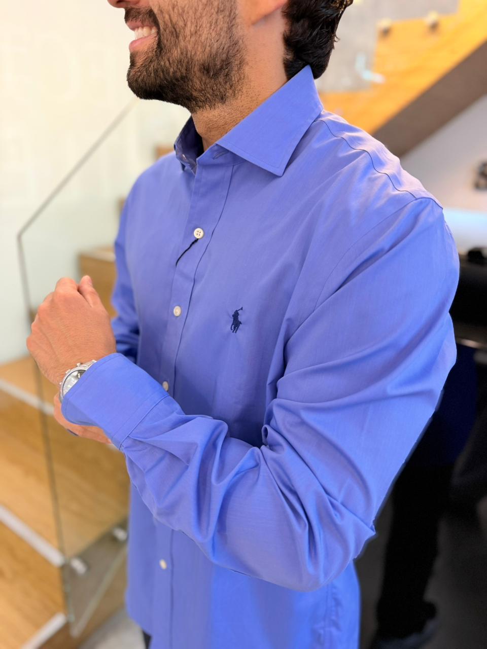 Camisa Polo R.L hombre Algodón Azul Caballo Azul