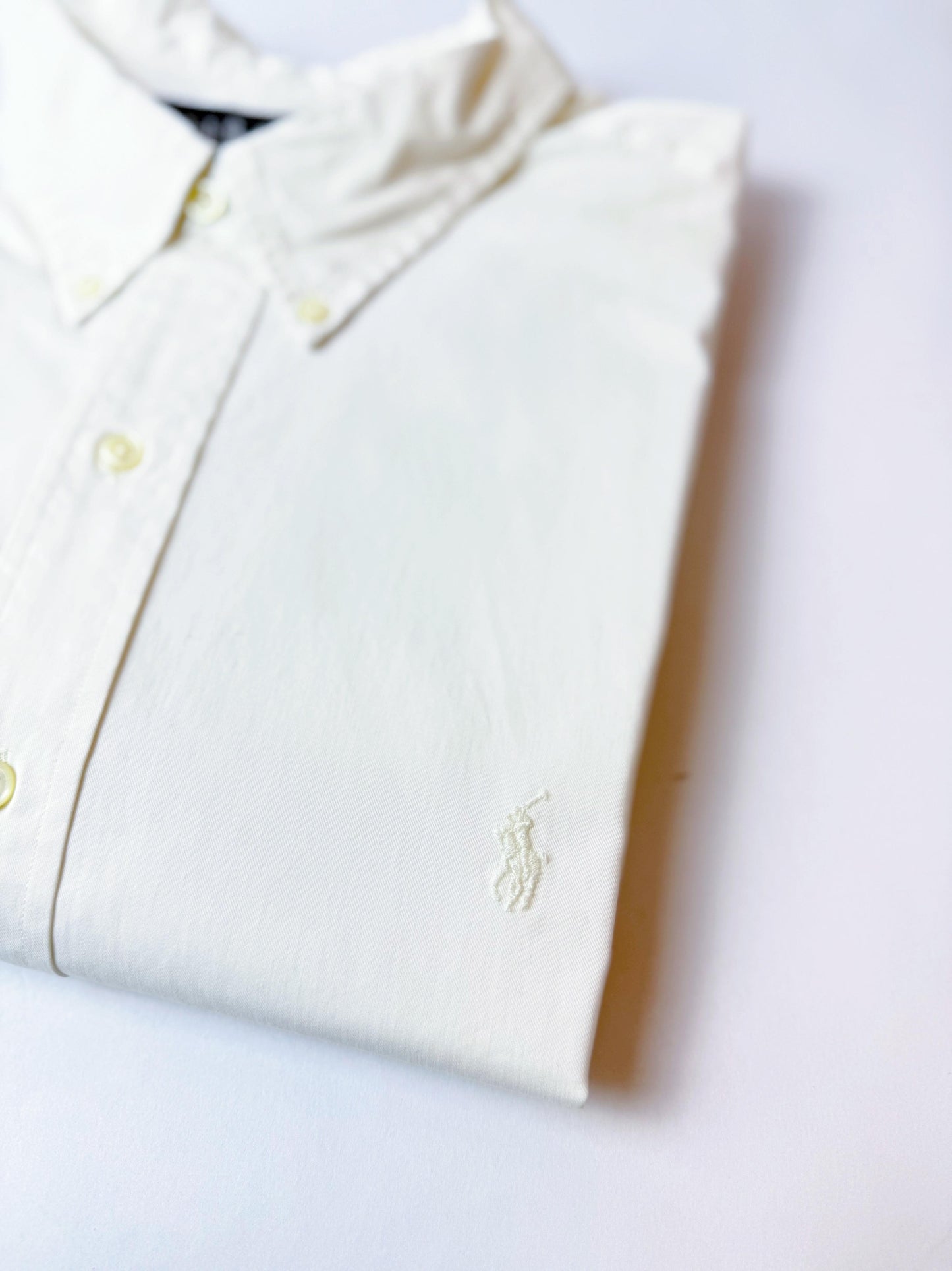 Camisa Polo R.L hombre Oxford Blanca