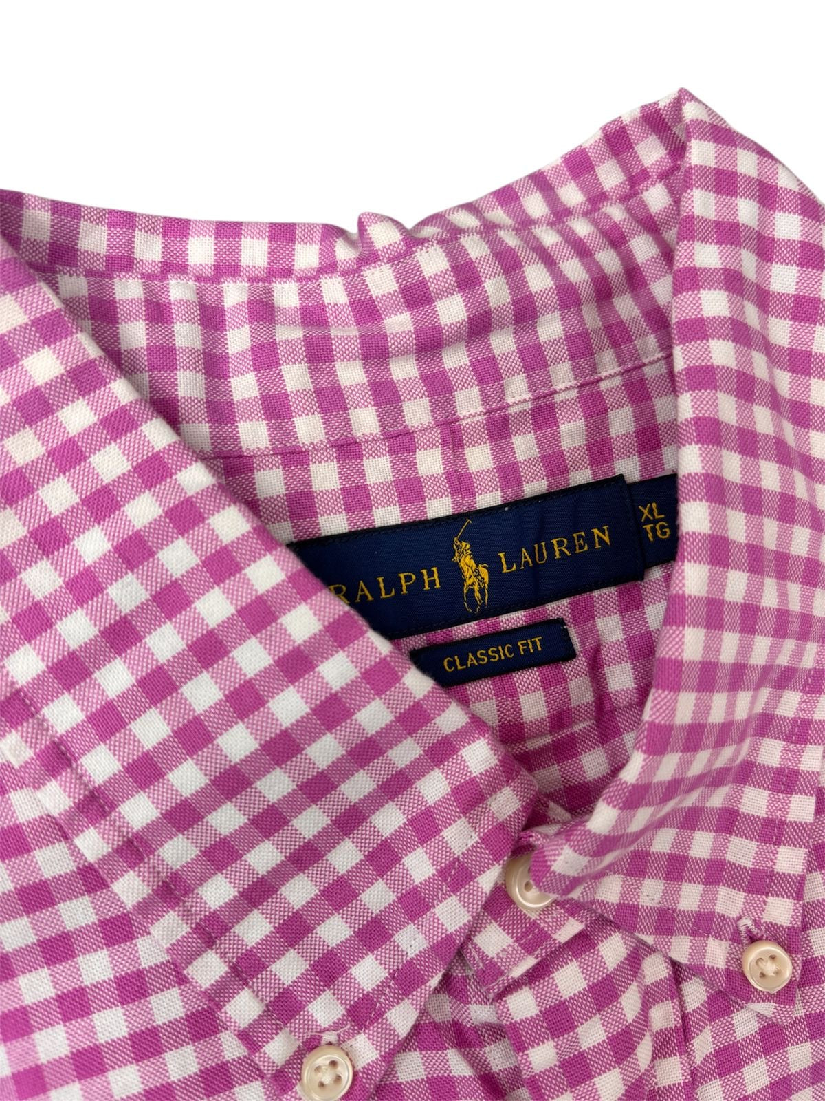 Camisa Polo R.L hombre Oxford Cuadros Rosados Caballo Multicolor