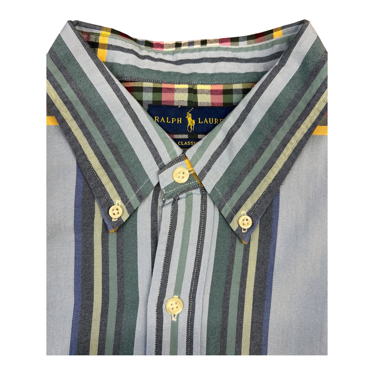 Camisa Polo R.L hombre Oxford Rayas Colores Caballo Rosa
