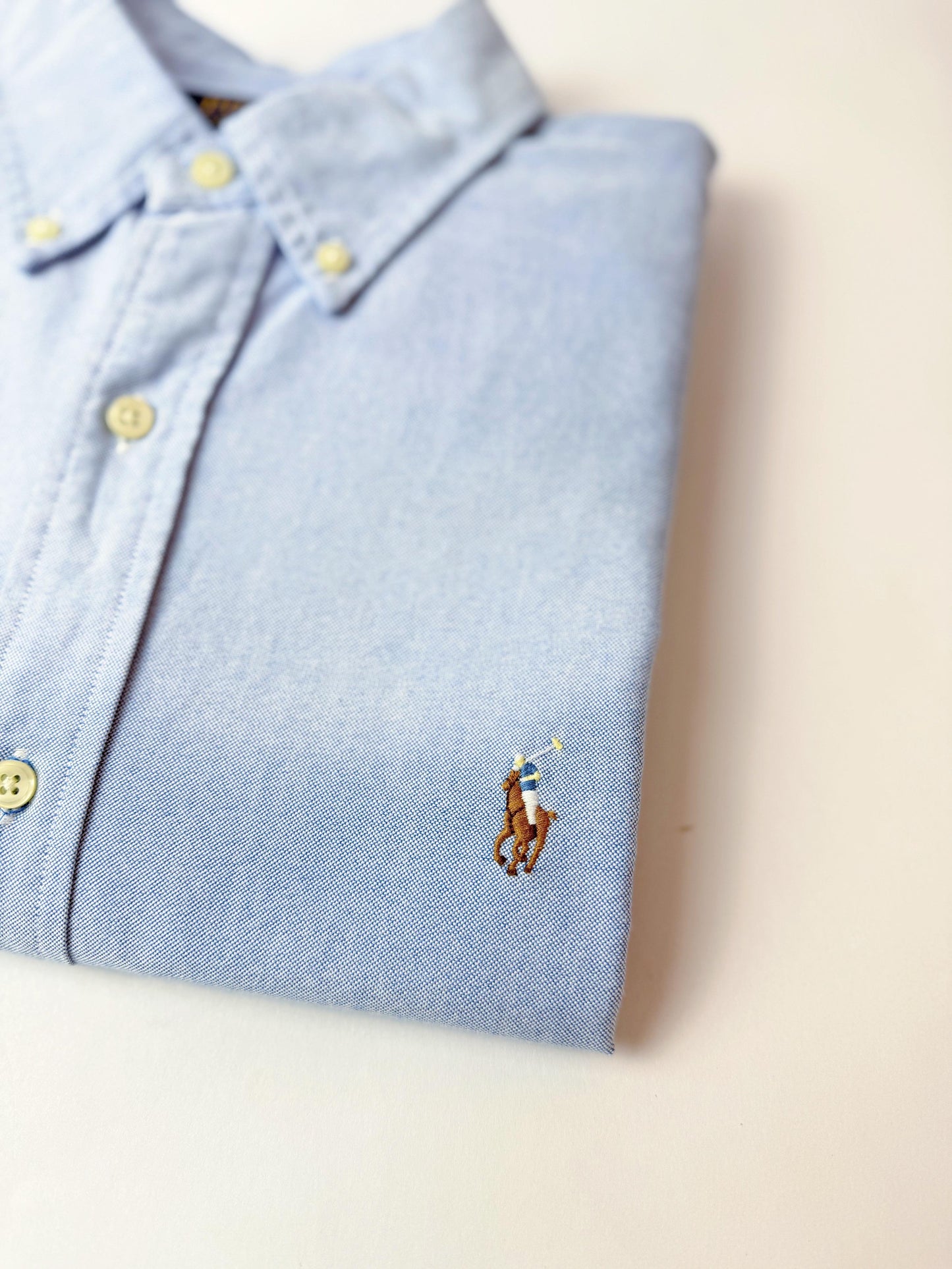 Camisa Polo R.L hombre Oxford Celeste