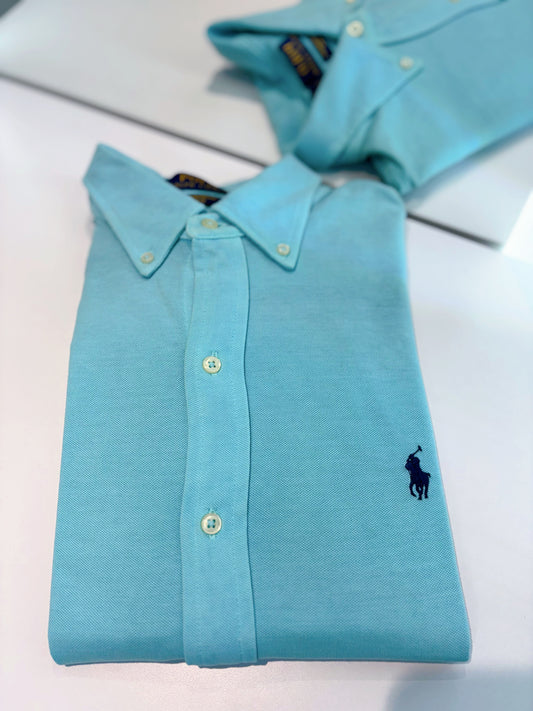Camisa Polo R.L hombre Celeste