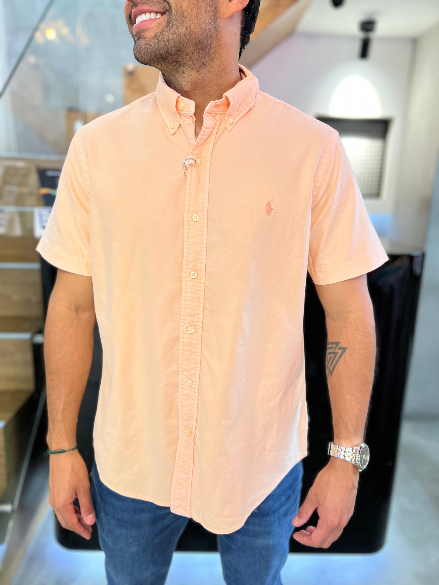 Camisa Polo R.L hombre Manga Corta Oxford