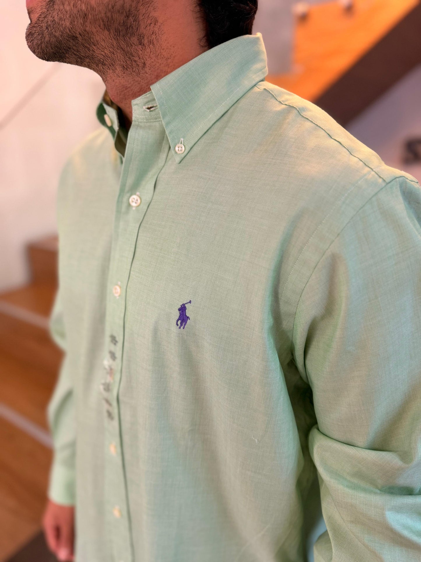 Camisa Polo R.L hombre Algodón Verde Caballo Morado