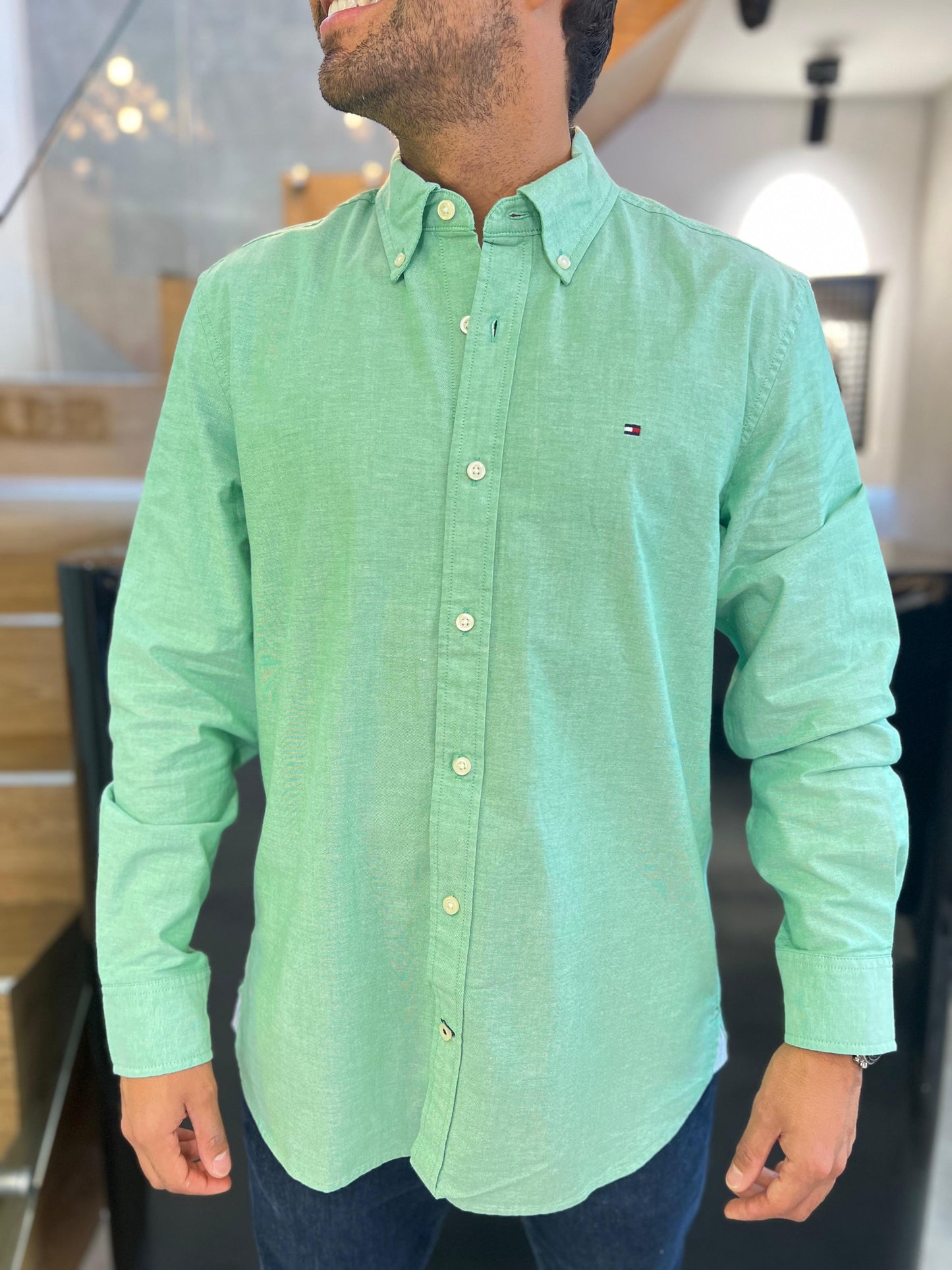 Camisa Tommy Hilfiger Oxford Verde