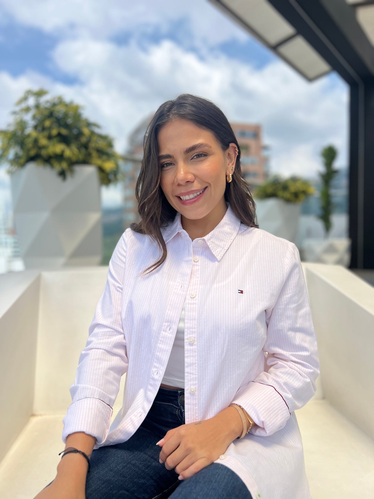 Camisa Tommy Hilfiger Mujer Rosa Oxford