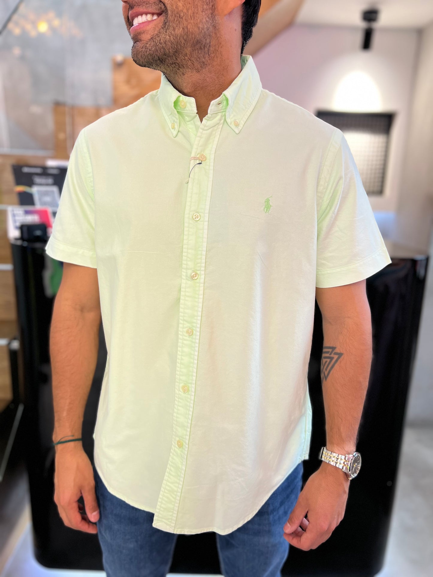Camisa Polo R.L hombre Manga Corta Oxford