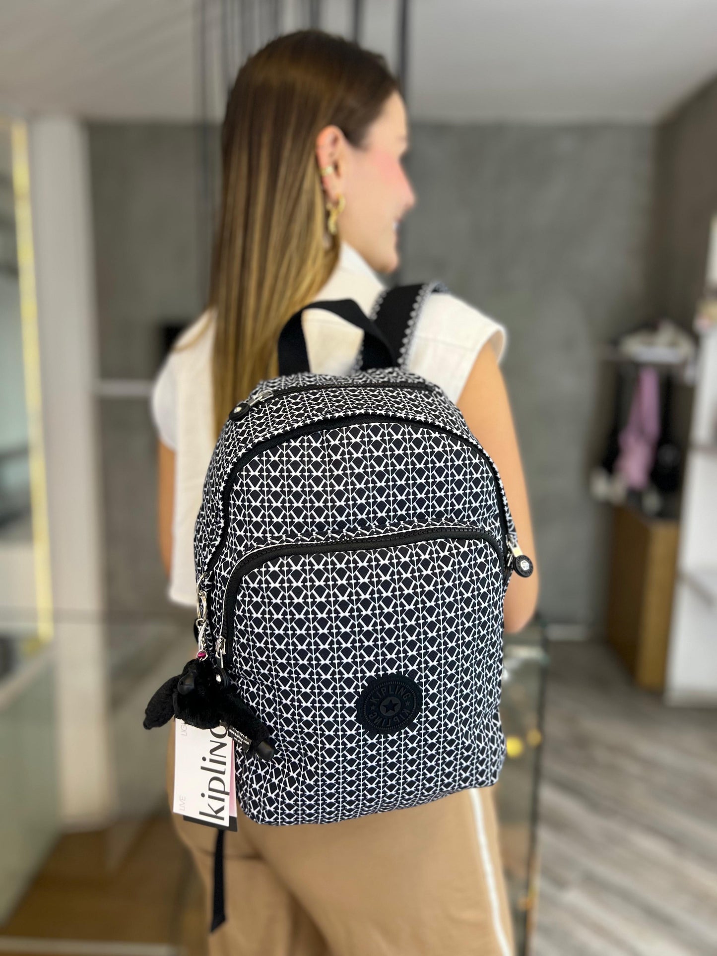 Morral talla M Negro Estampado