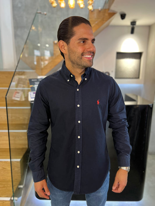 Camisa Polo R.L hombre Oxford Azul
