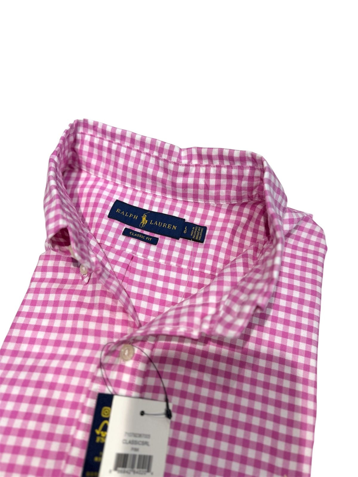 Camisa Polo R.L hombre Oxford Cuadros Rosados Caballo Multicolor