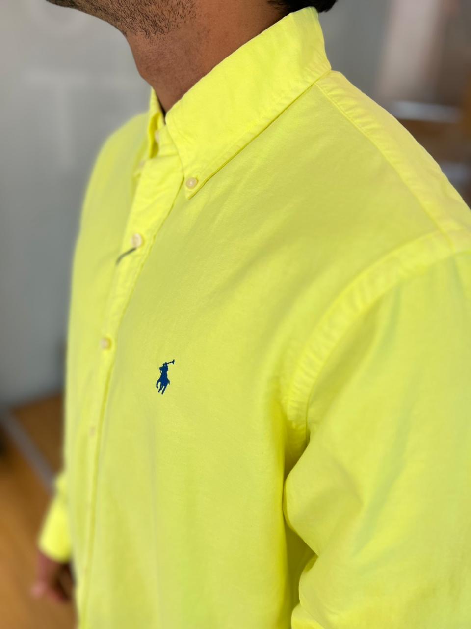Camisa Polo R.L hombre Oxford Verde Neón