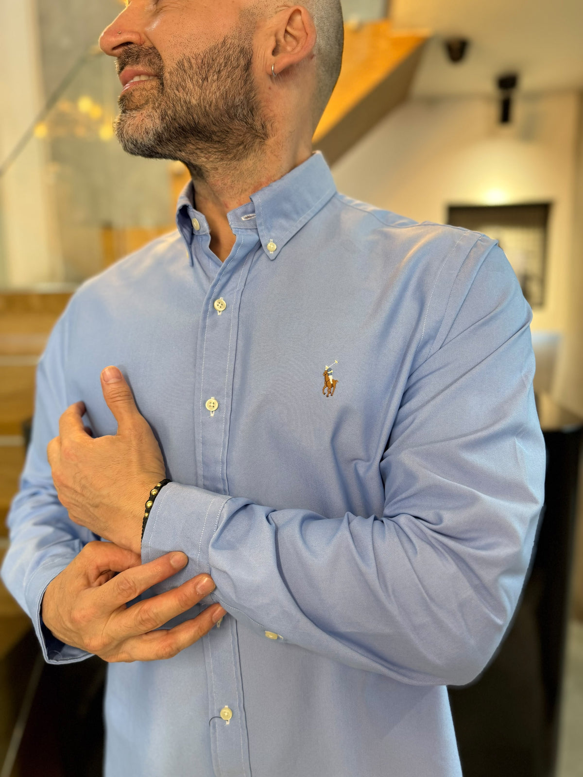 Camisa Polo R.L hombre algodón Azul Cielo Caballo Multicolor