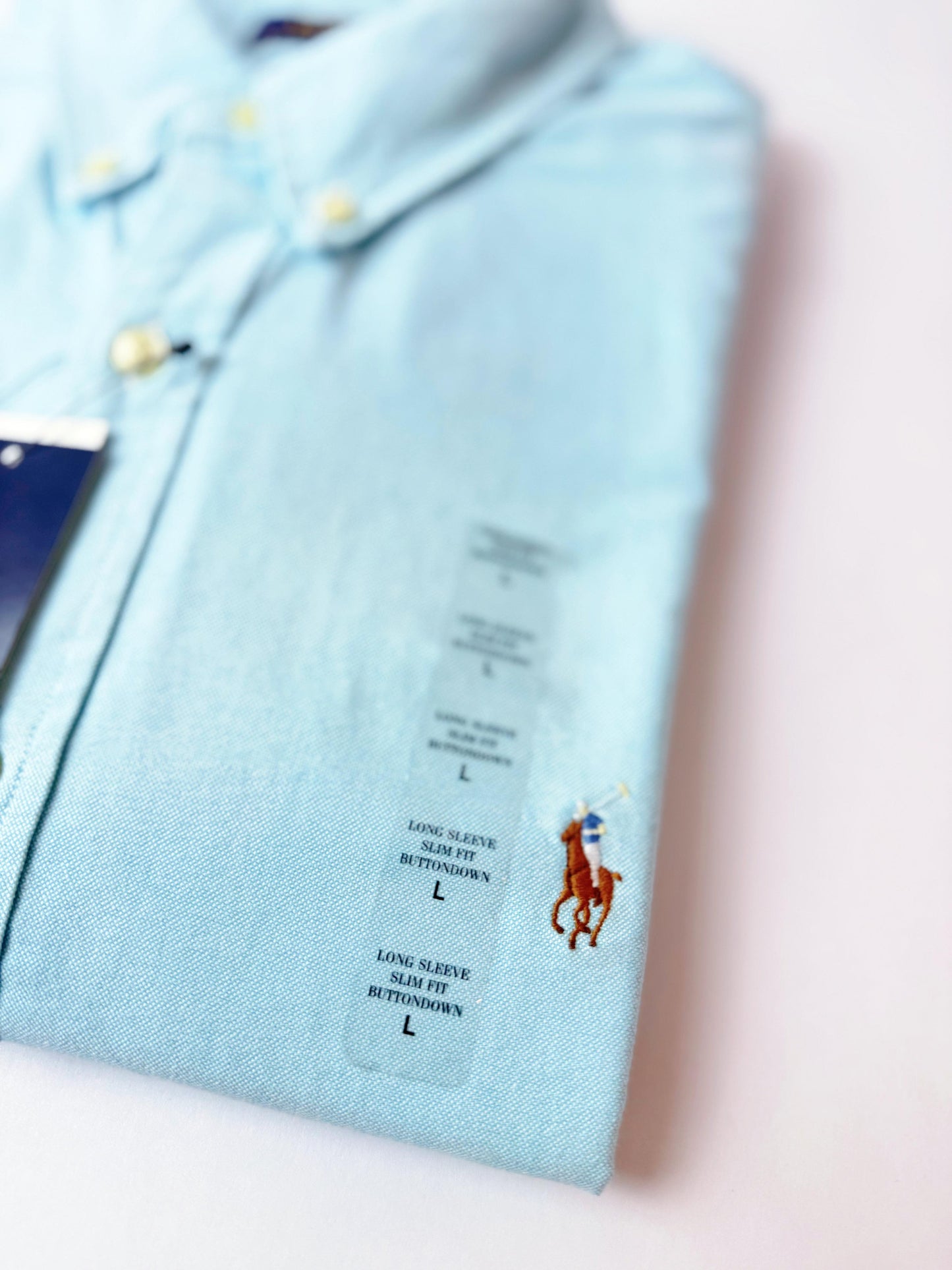 Camisa Polo R.L hombre Oxford Celeste Slim Fit