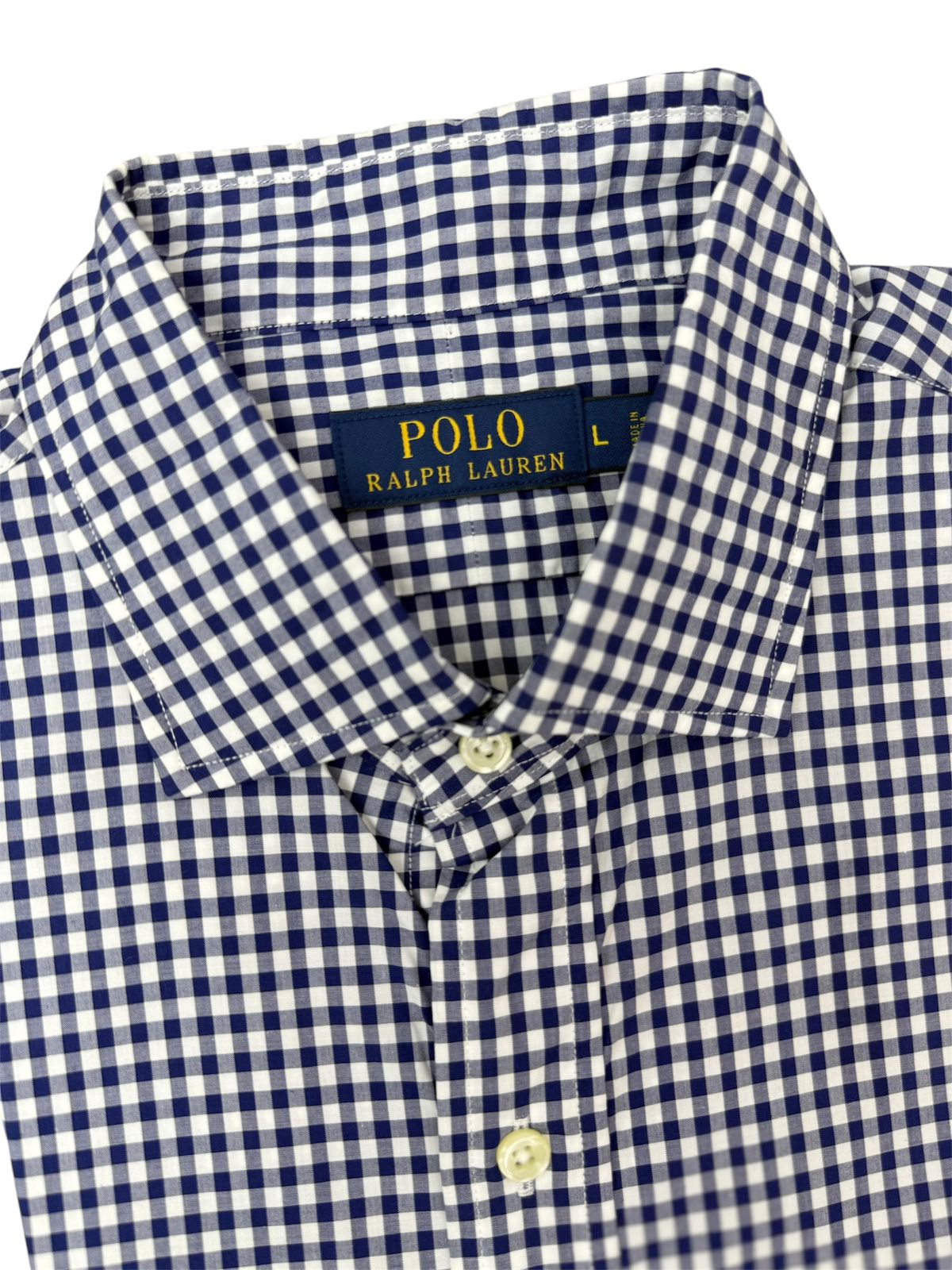 Camisa Polo R.L hombre Algodón Cuadros Azules Caballo Verde