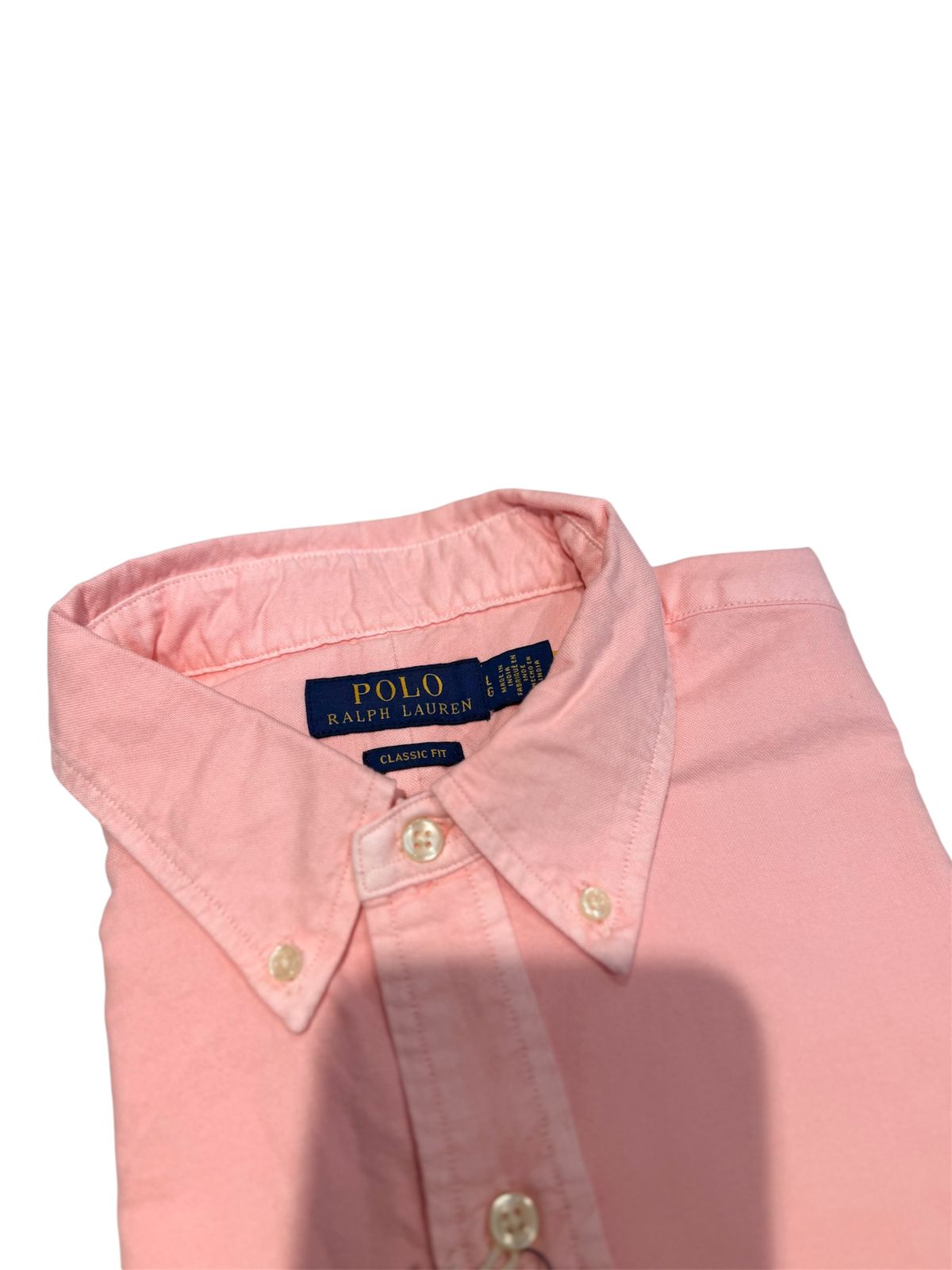 Camisa Polo R.L hombre Oxford Manga Corta Salmón