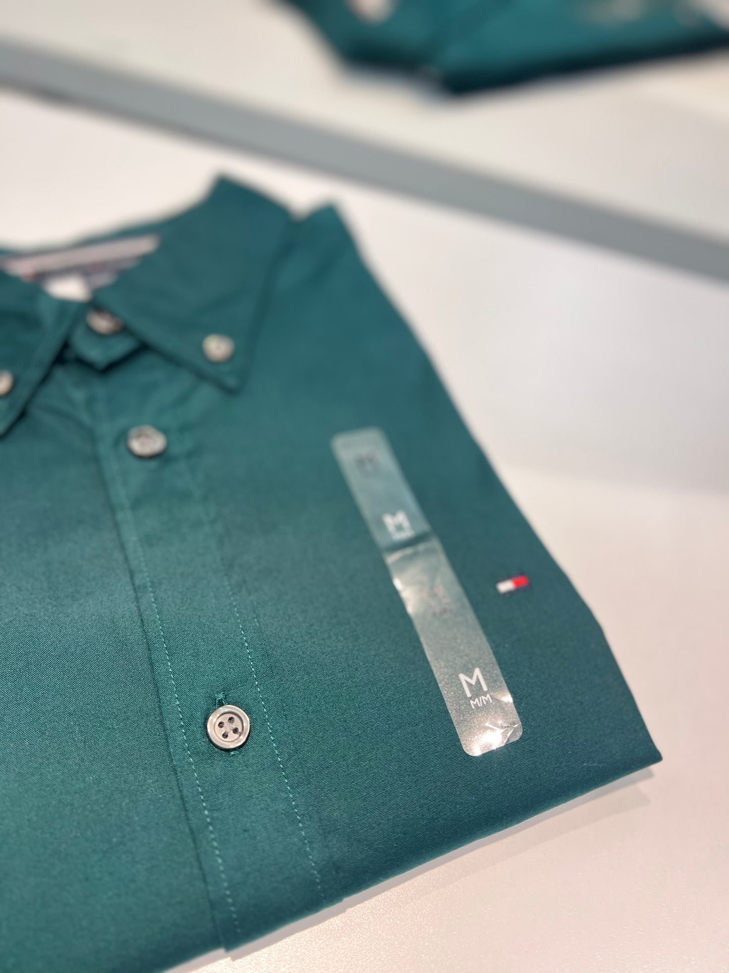 Camisa Tommy Hilfiger Algodón Slim Fit Stretch Verde