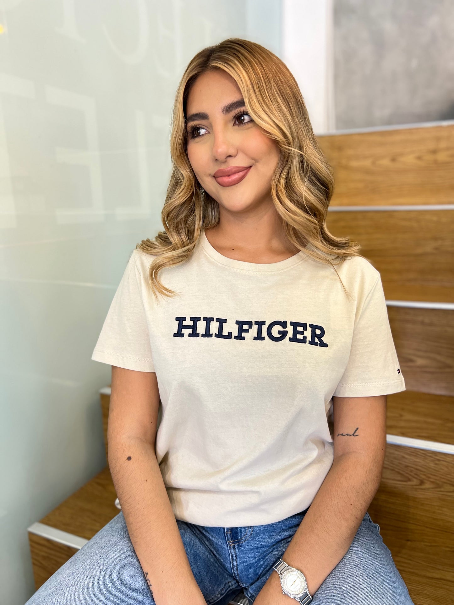 Camiseta Tommy Hilfiger Mujer Crema