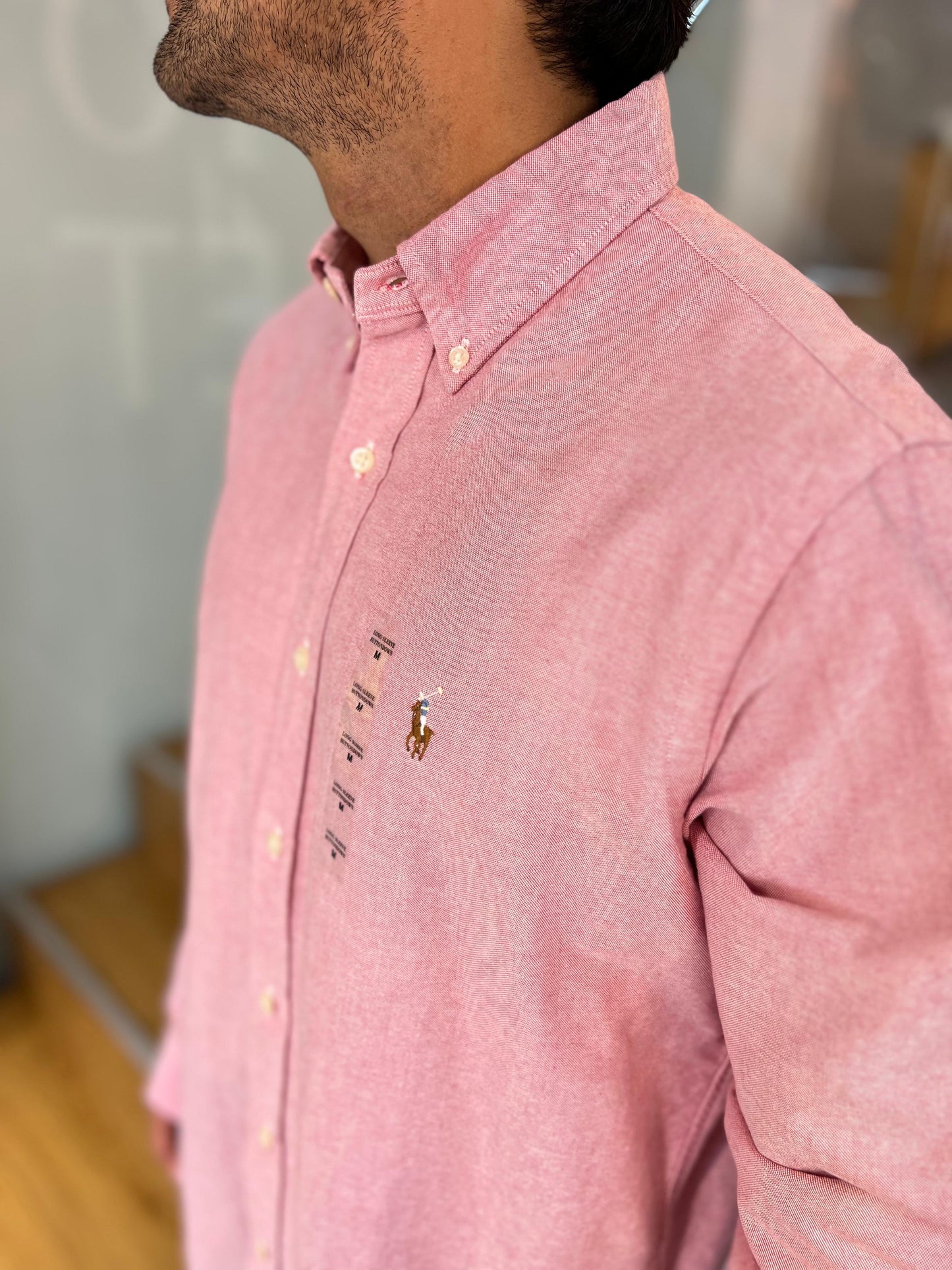 Camisa Polo R.L hombre Oxford Rosada