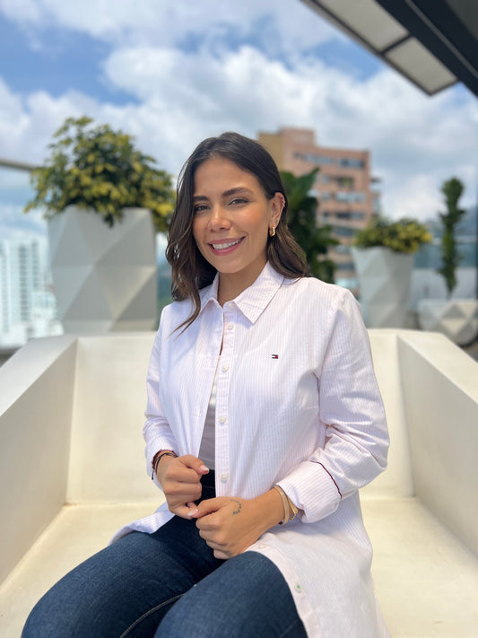 Camisa Tommy Hilfiger Mujer Rosa Oxford