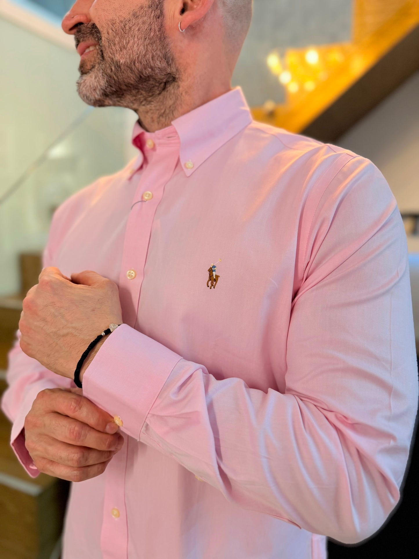 Camisa Polo R.L hombre Algodón Rosada Caballo Multicolor