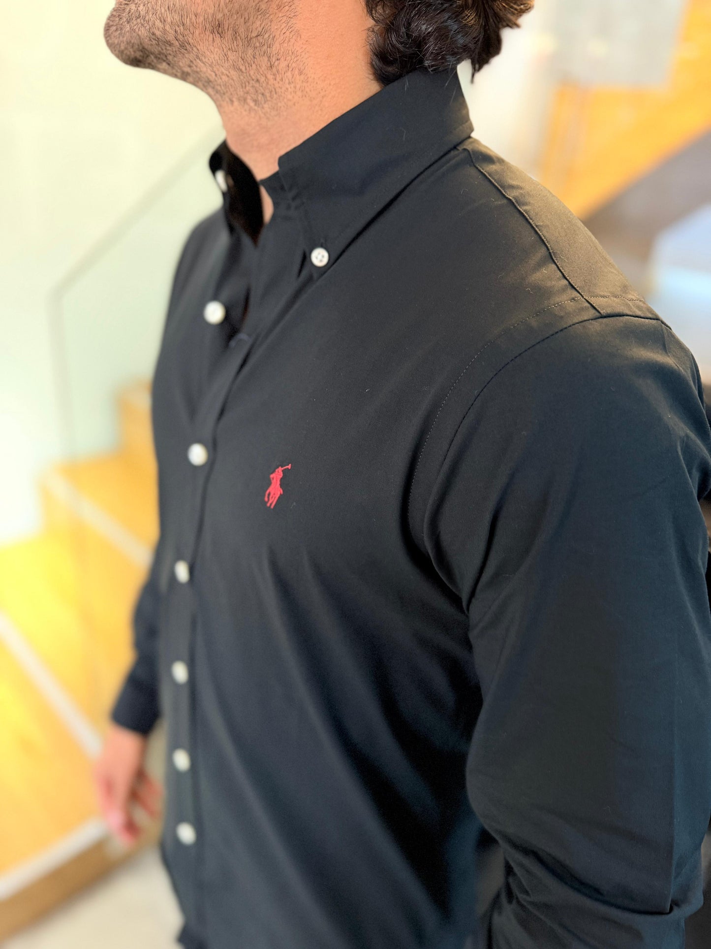 Camisa Polo R.L hombre Algodón Negra