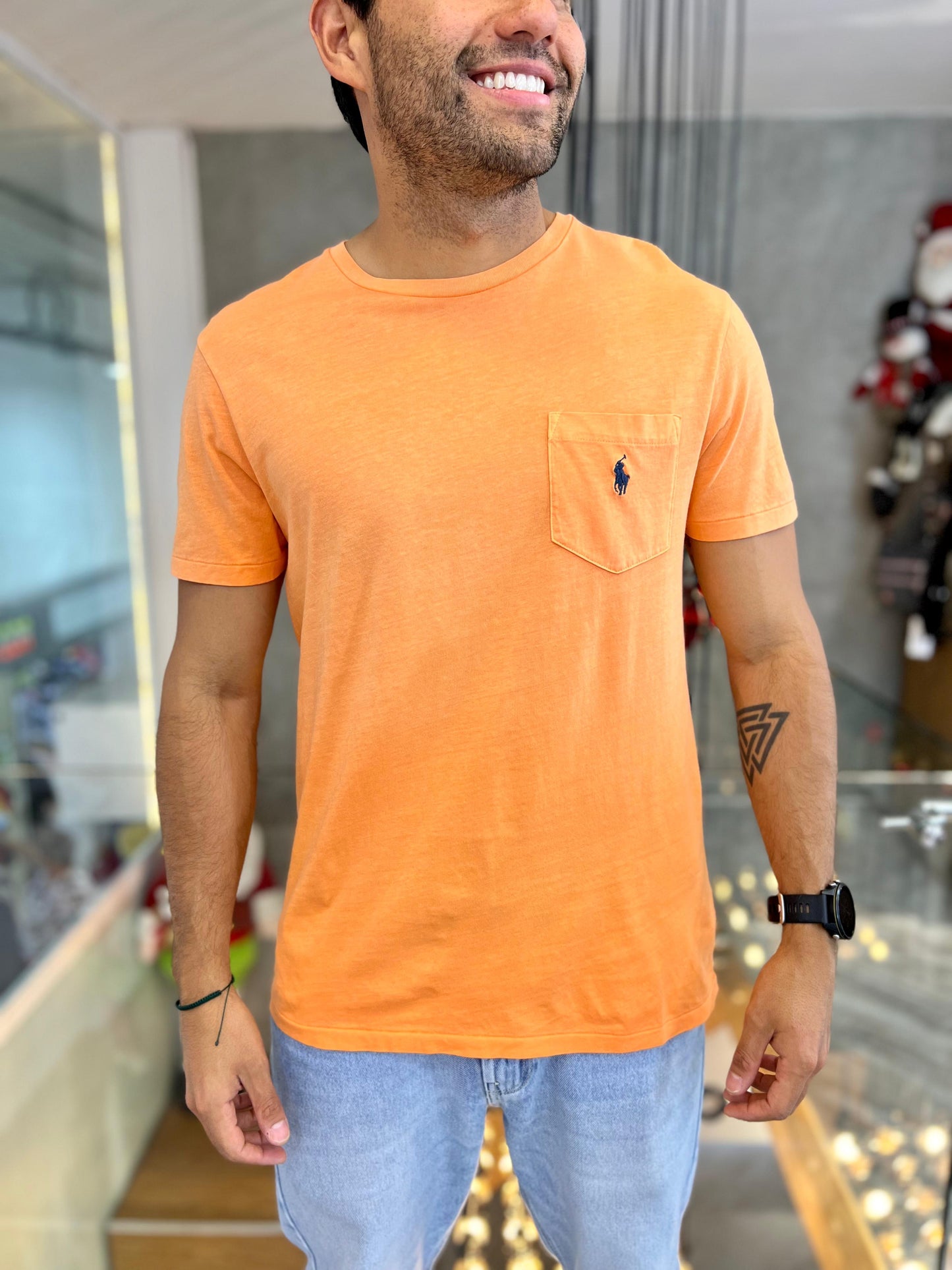 Camiseta Polo R.L hombre Algodón Naranja