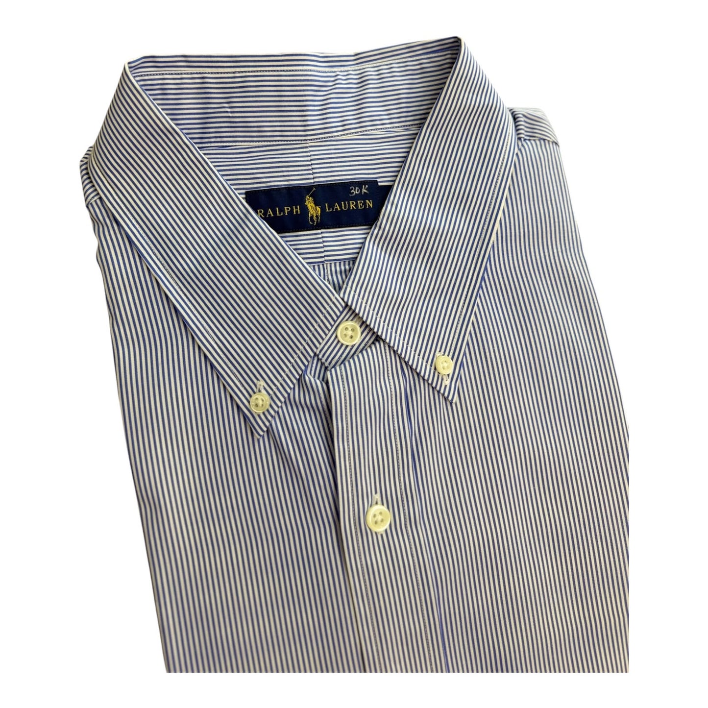 Camisa Polo R.L hombre Algodón Rayas Celestes Con Blanco Caballo Azul