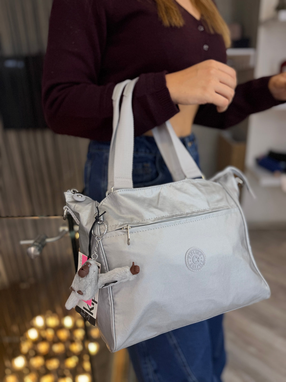 Bolso de Mano Plateado