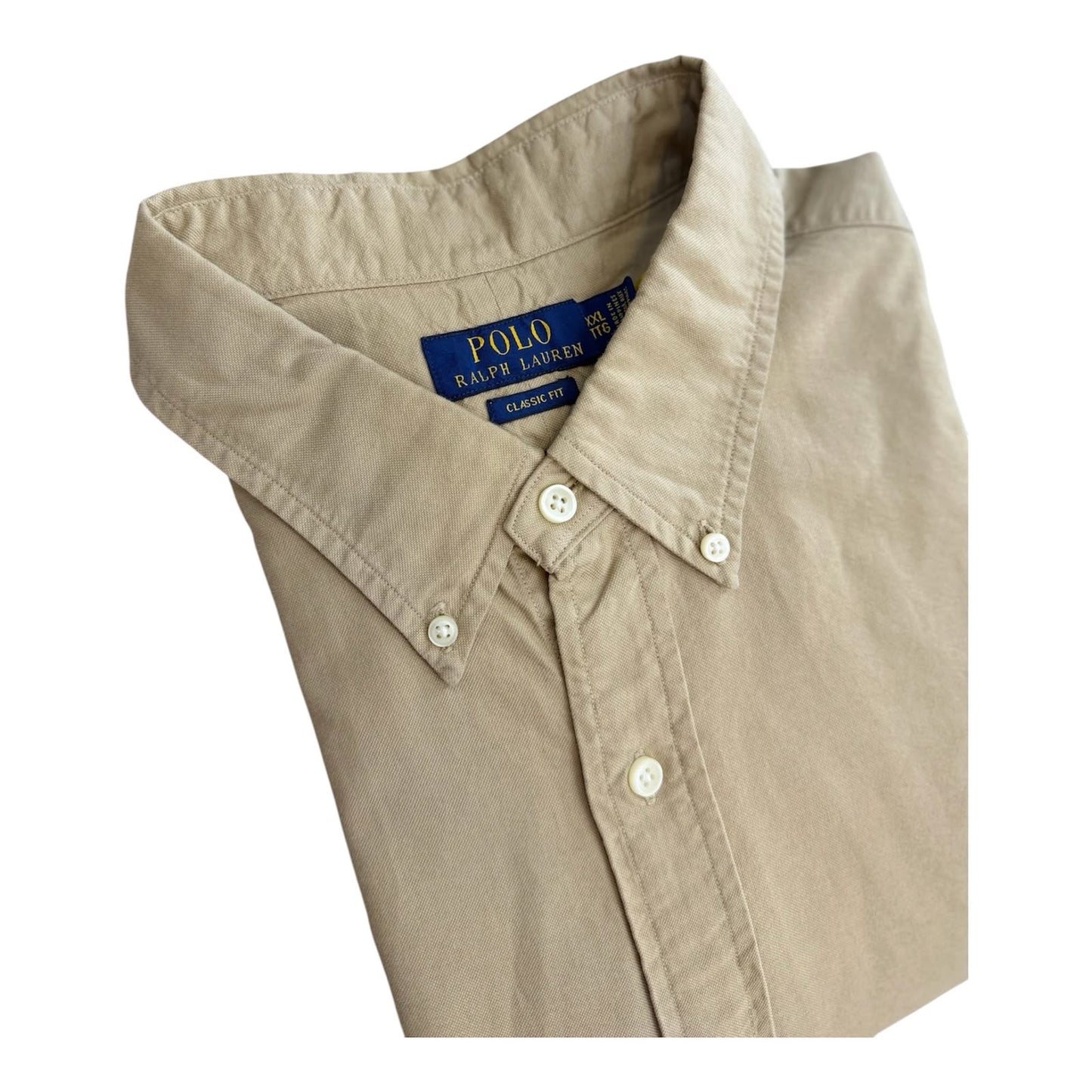 Camisa Polo R.L hombre Oxford Caqui Caballo Azul
