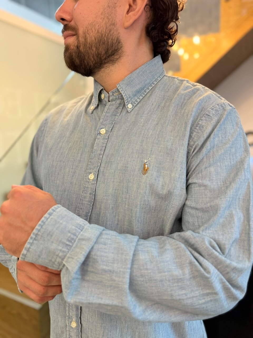 Camisa Polo R.L hombre Algodón Denim Caballo Multicolor