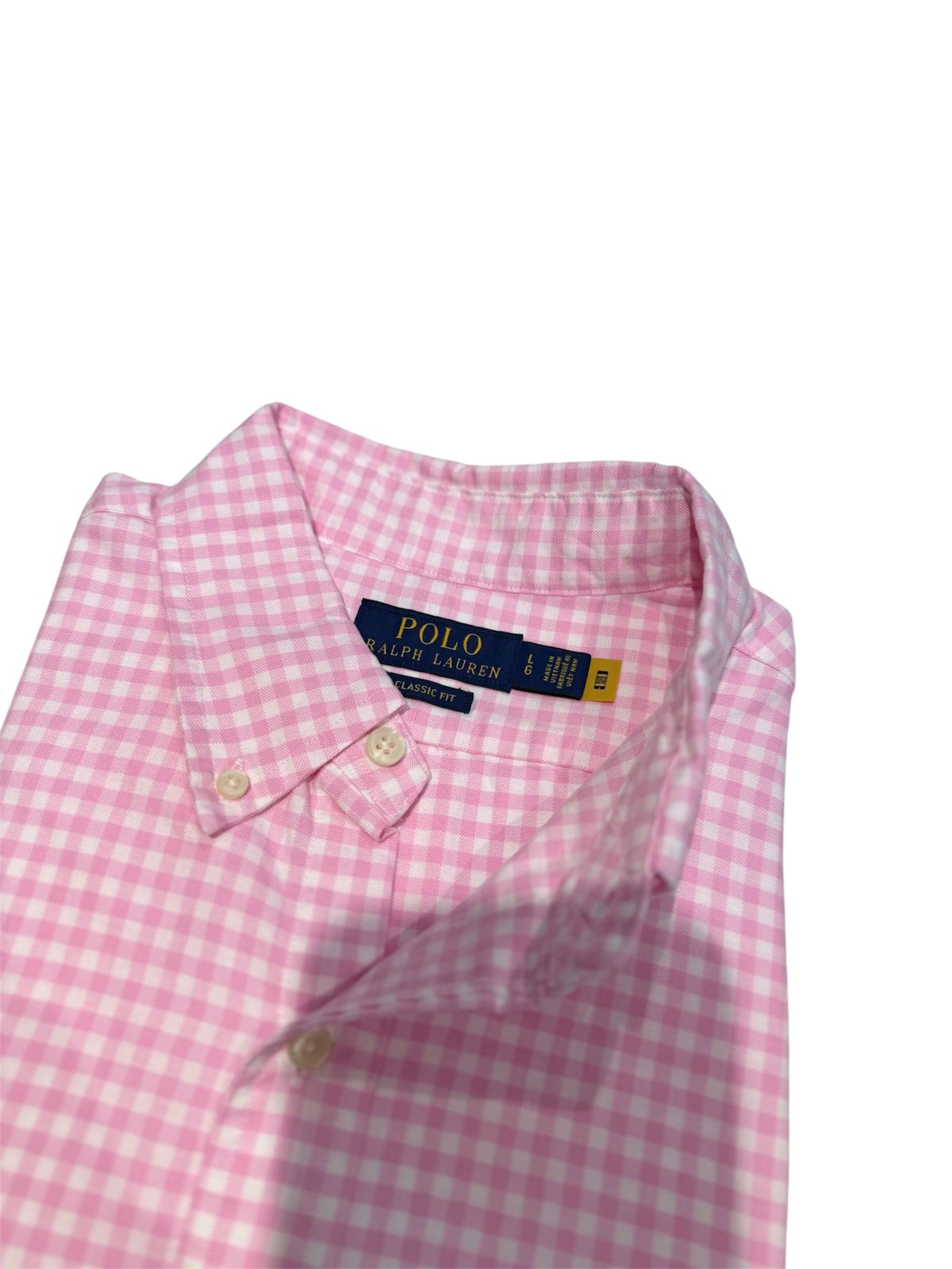 Camisa Polo R.L hombre Oxford Cuadros Rosados Caballo Multicolor