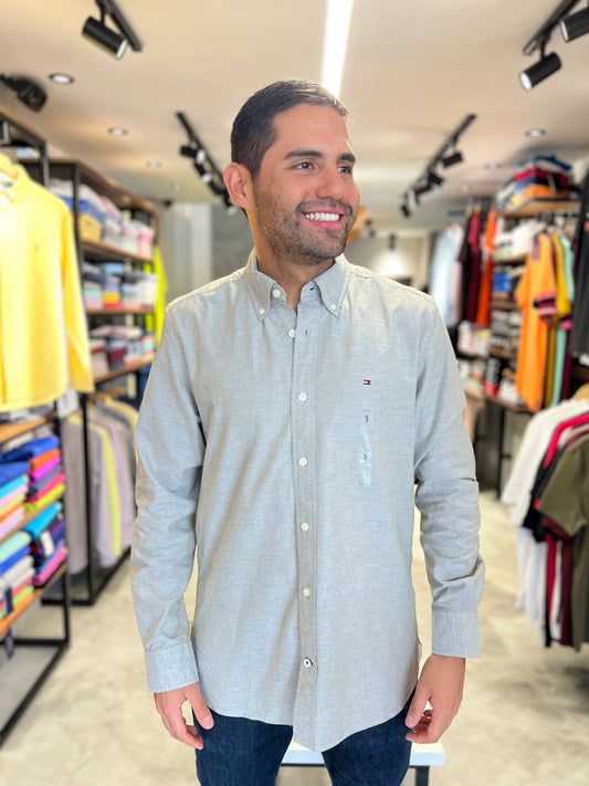 Camisa Tommy Hilfiger Verde Oliva Oxford