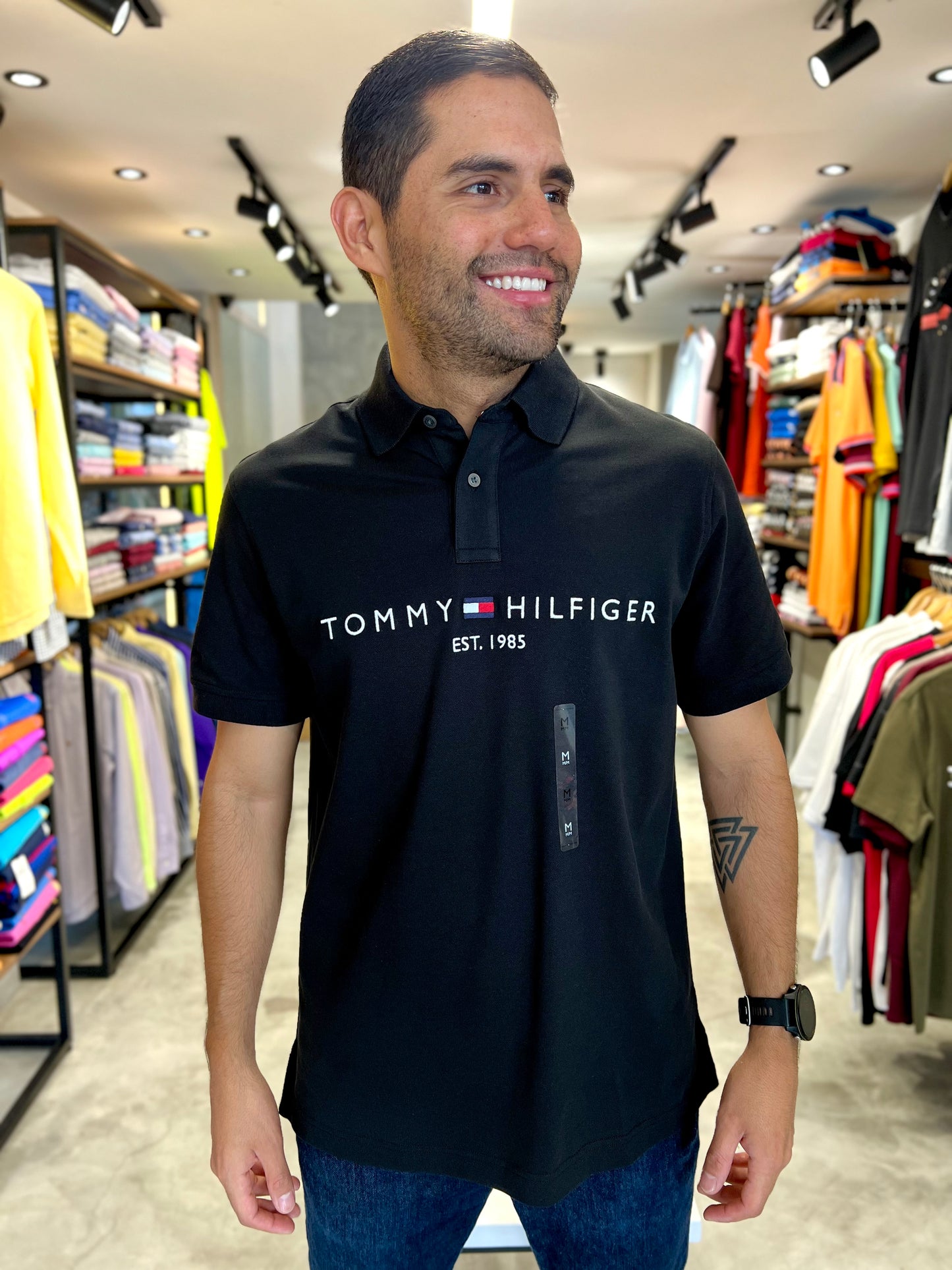 Polo Tommy Hilfiger Hombre Clásico Negro