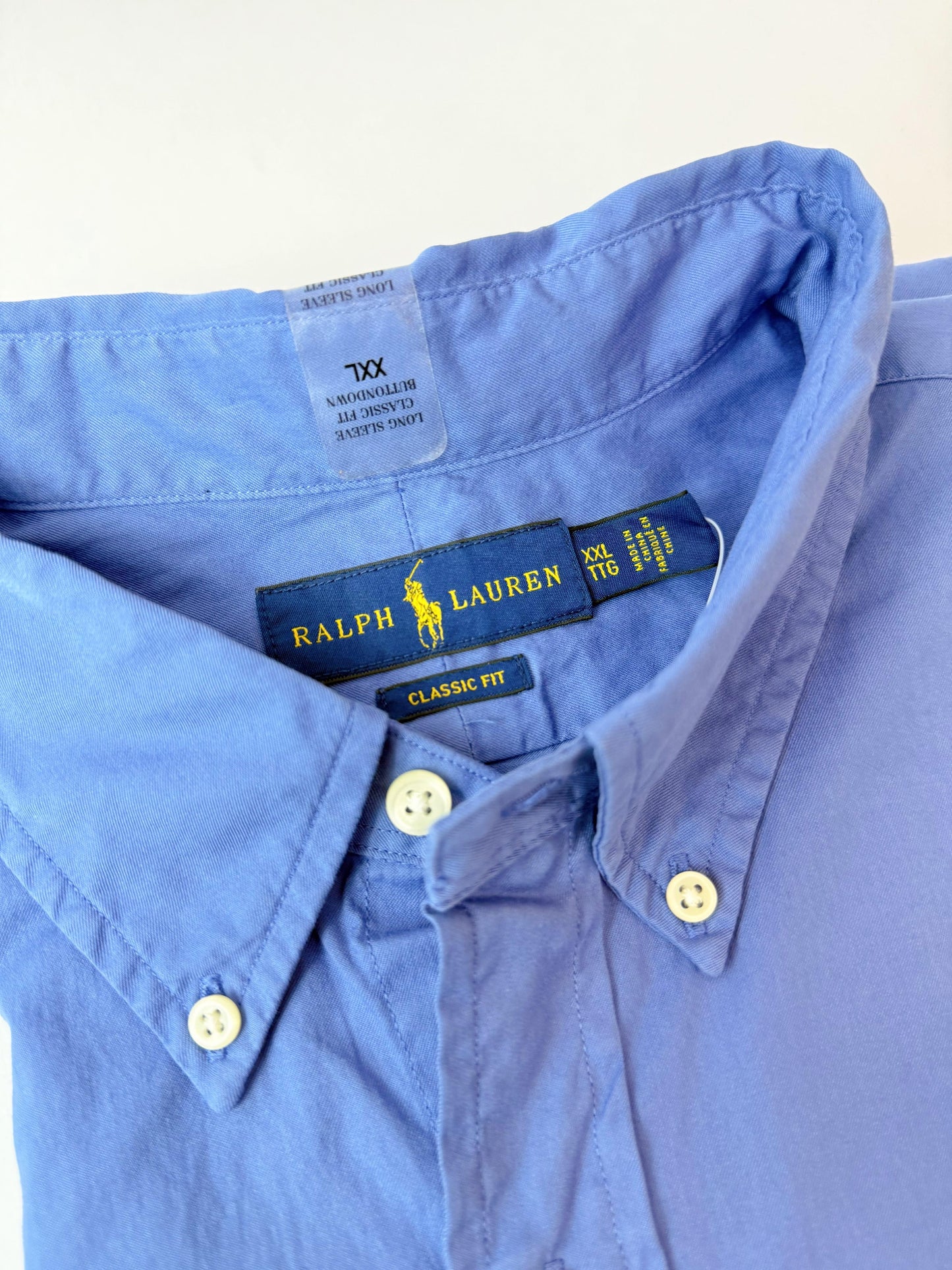 Camisa Polo R.L hombre Algodón Celeste
