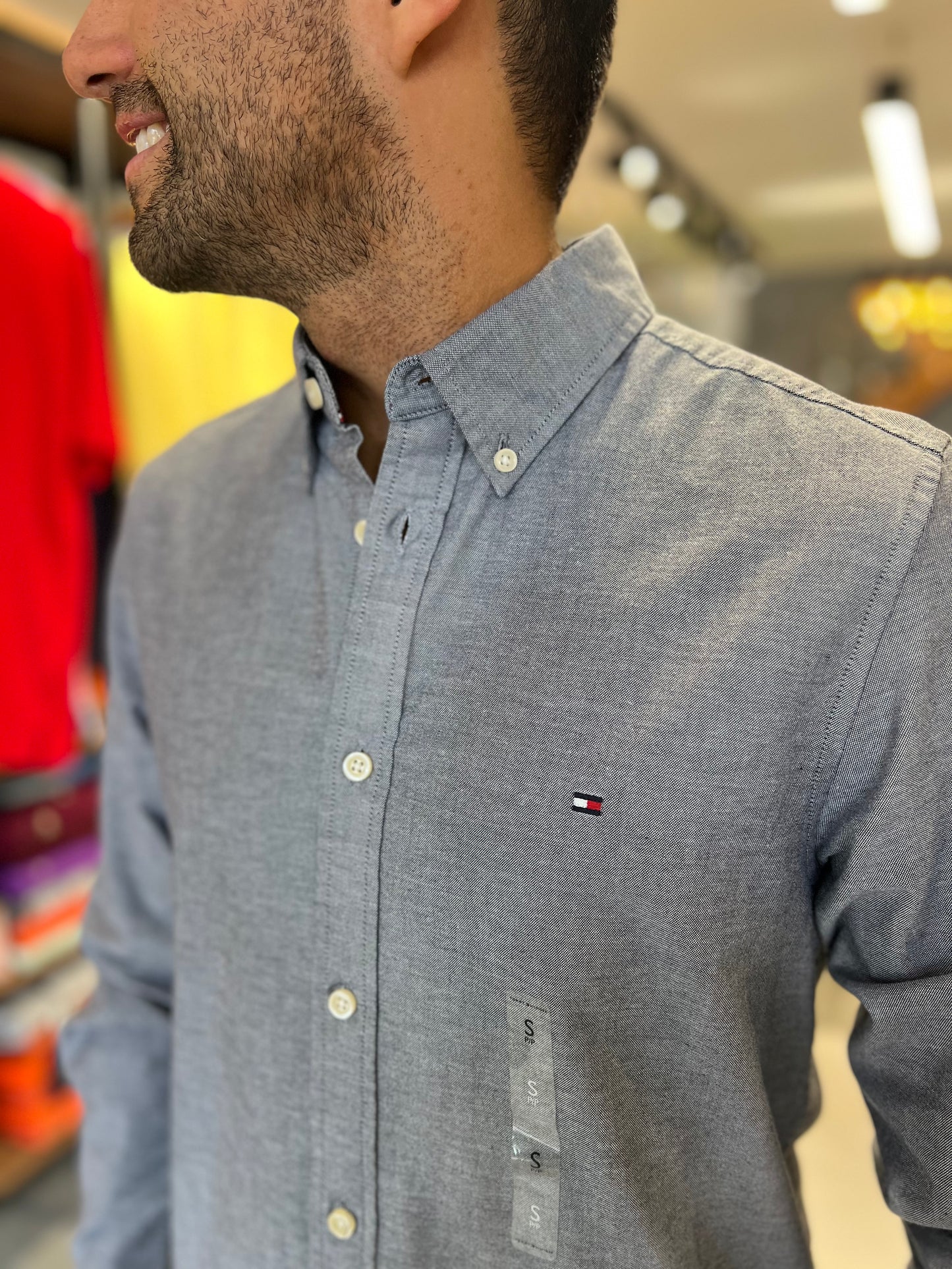 Camisa Tommy Hilfiger Gris Oxford