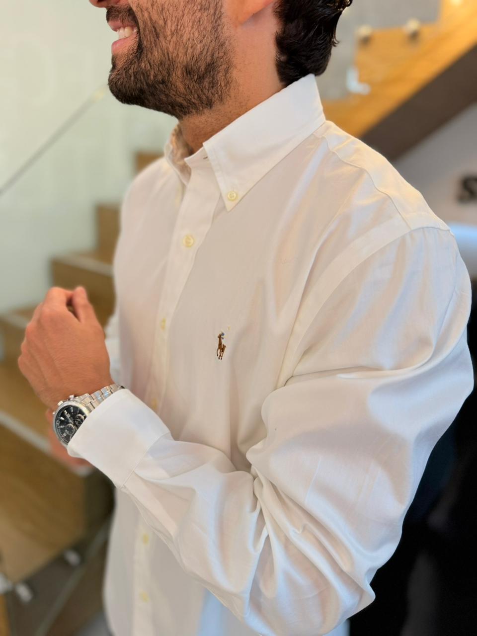 Camisa Polo R.L hombre Algodón Blanca Caballo Multicolor