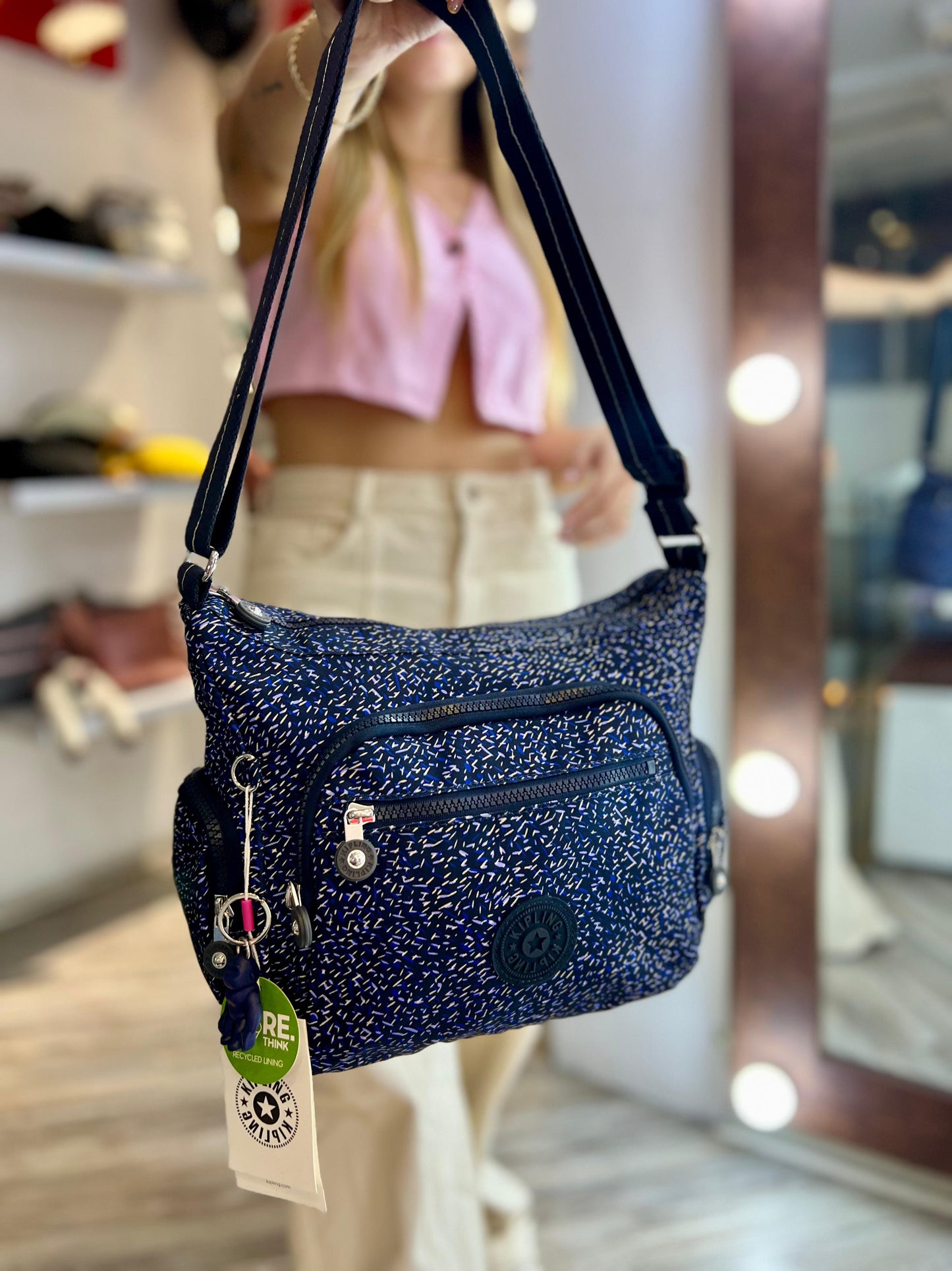 Bolso de Mano Azul Estampado
