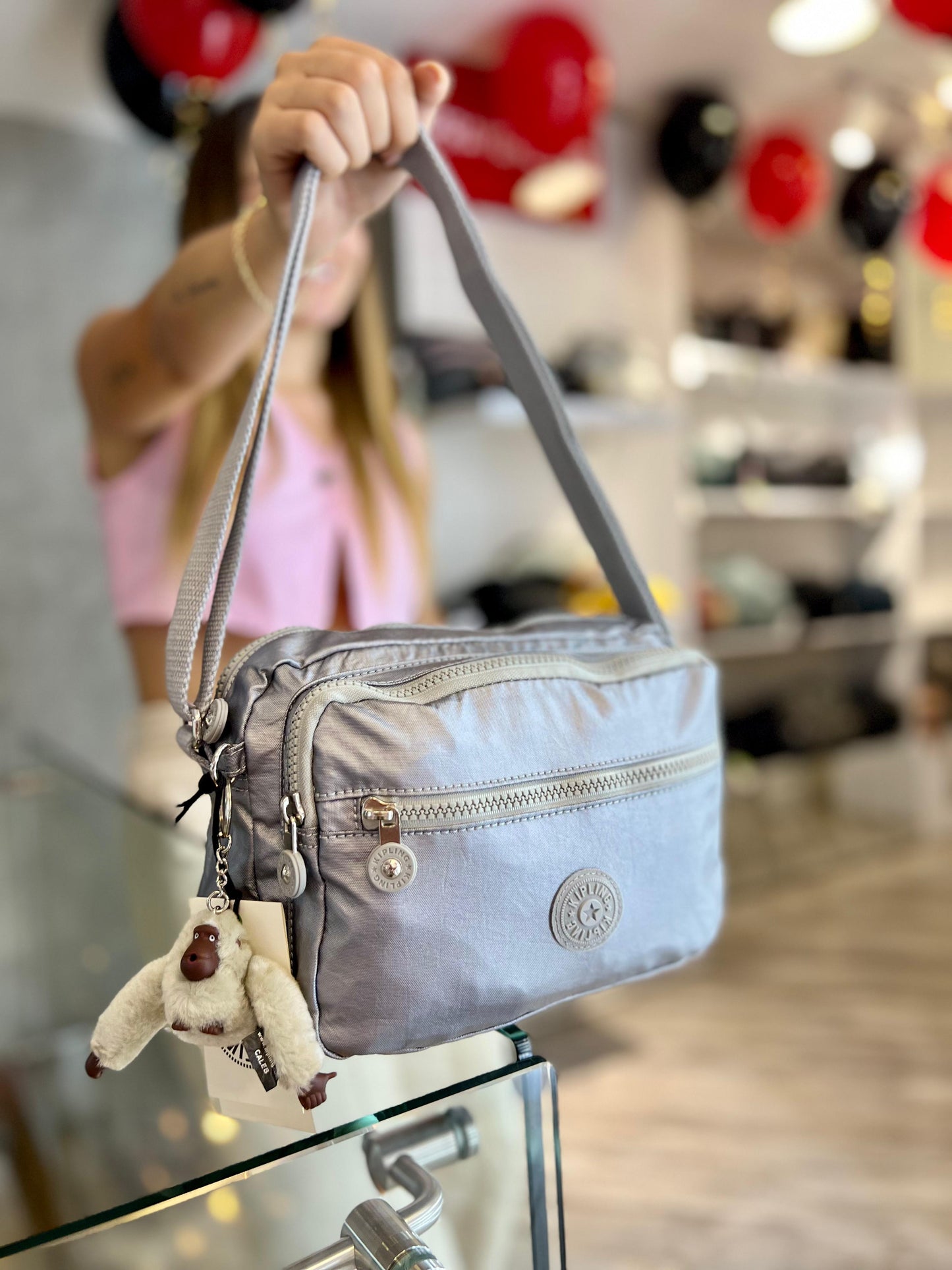 Bolso Manos Libres Plateado