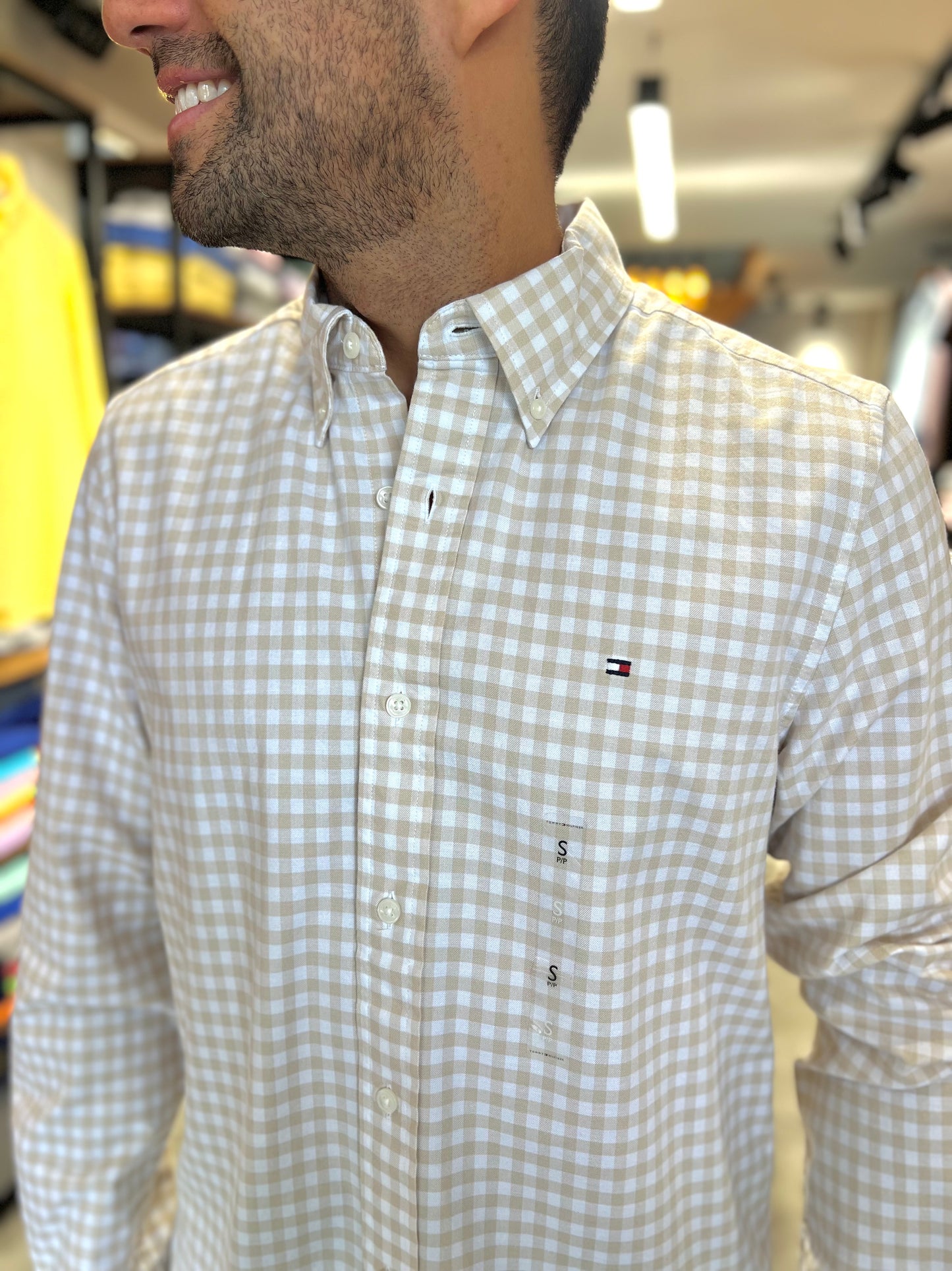 Camisa Tommy Hilfiger Beige Oxford