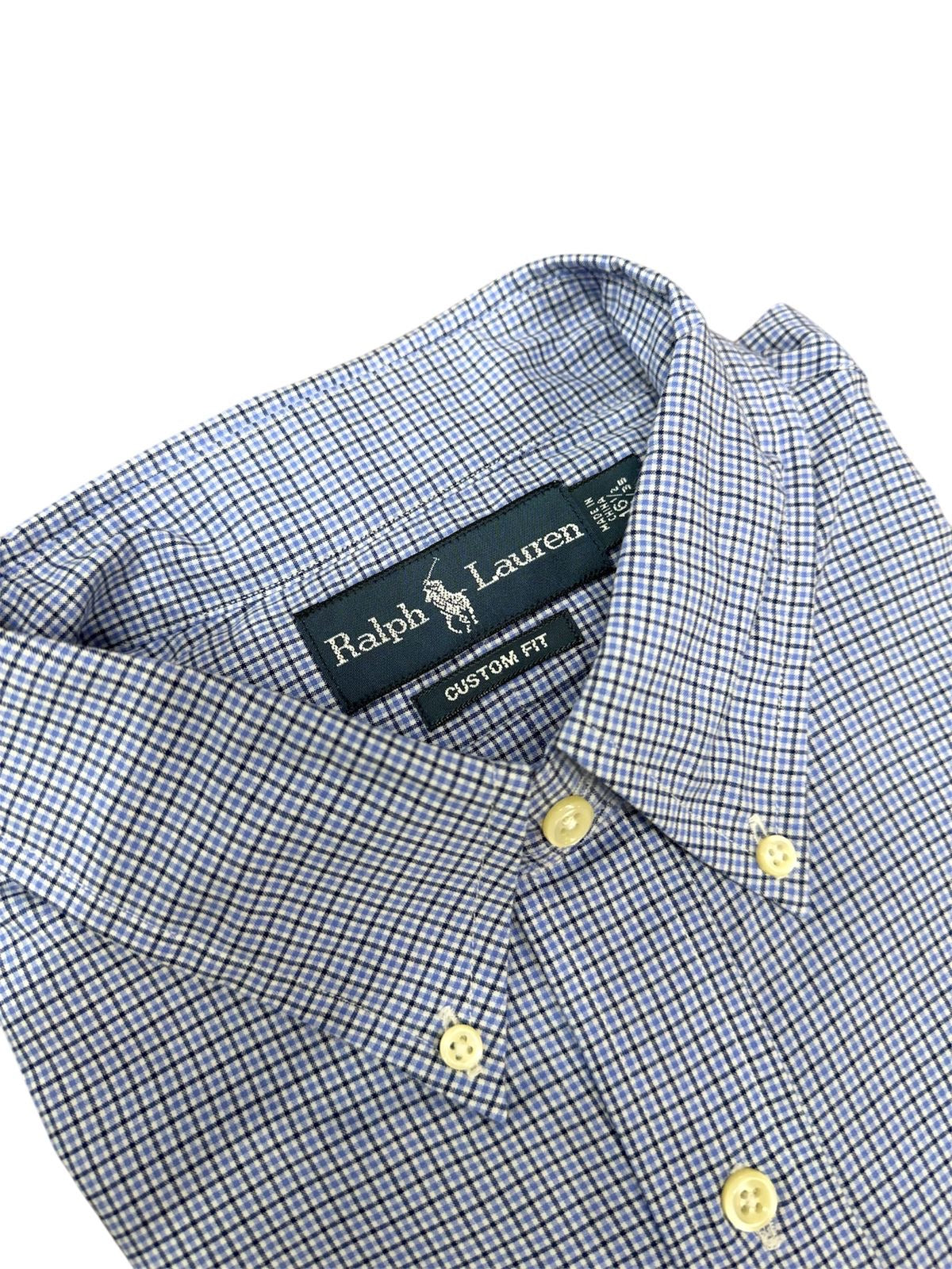 Camisa Polo R.L hombre Algodón Custom Fit Cuadros Azules Caballo Azul