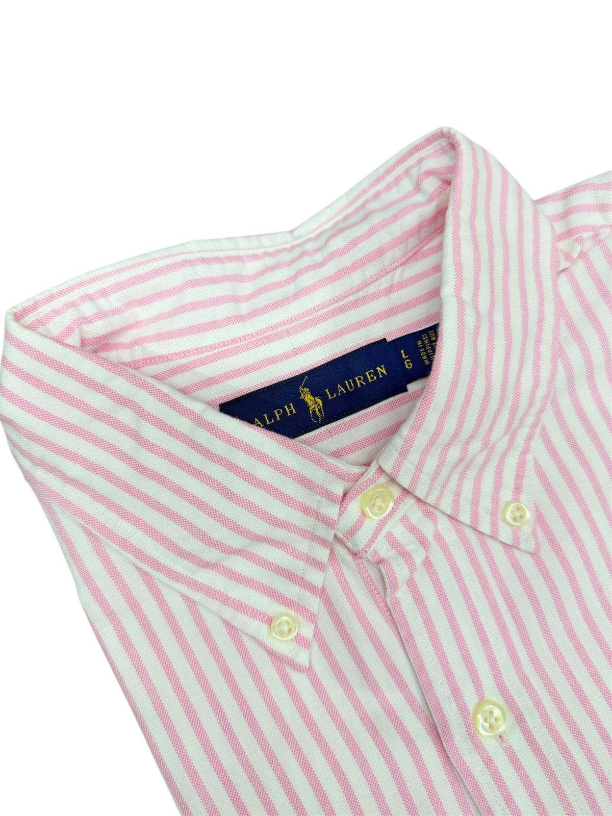 Camisa Polo R.L hombre Oxford Rayas Rosas Caballo Multicolor