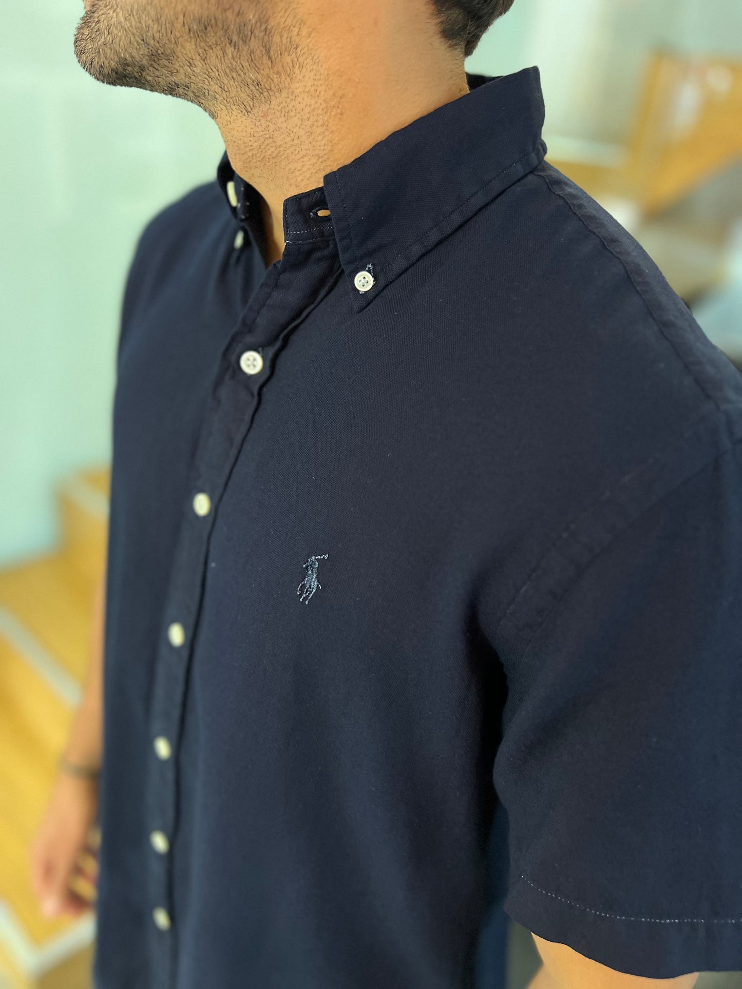 Camisa Polo R.L hombre Manga Corta Lino