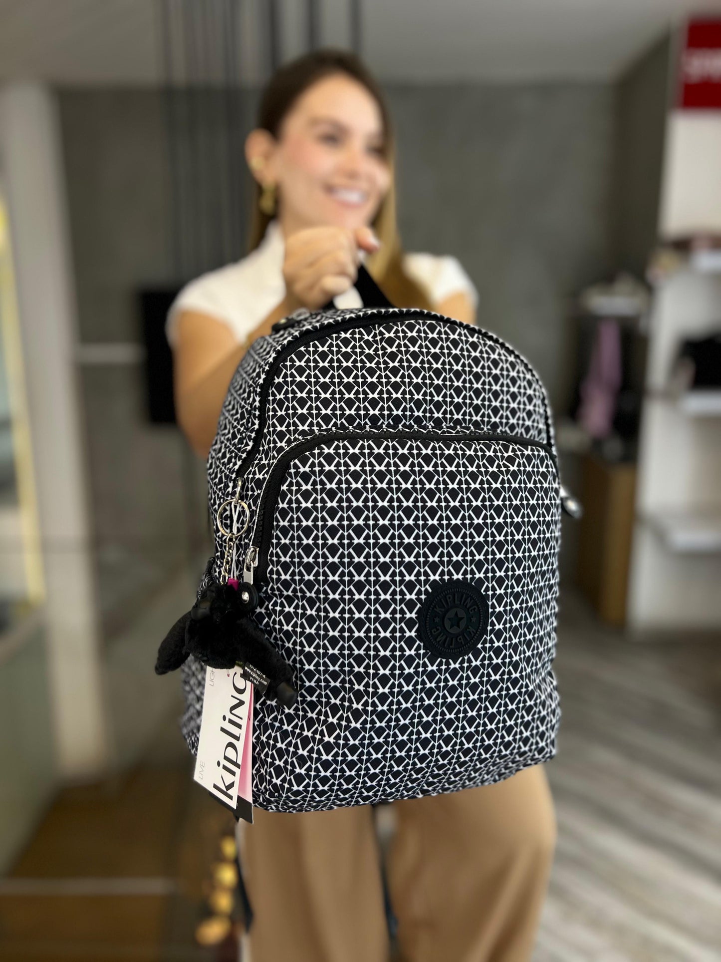 Morral talla M Negro Estampado