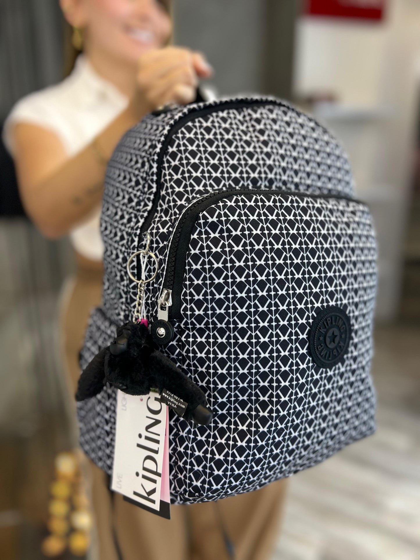 Morral talla M Negro Estampado