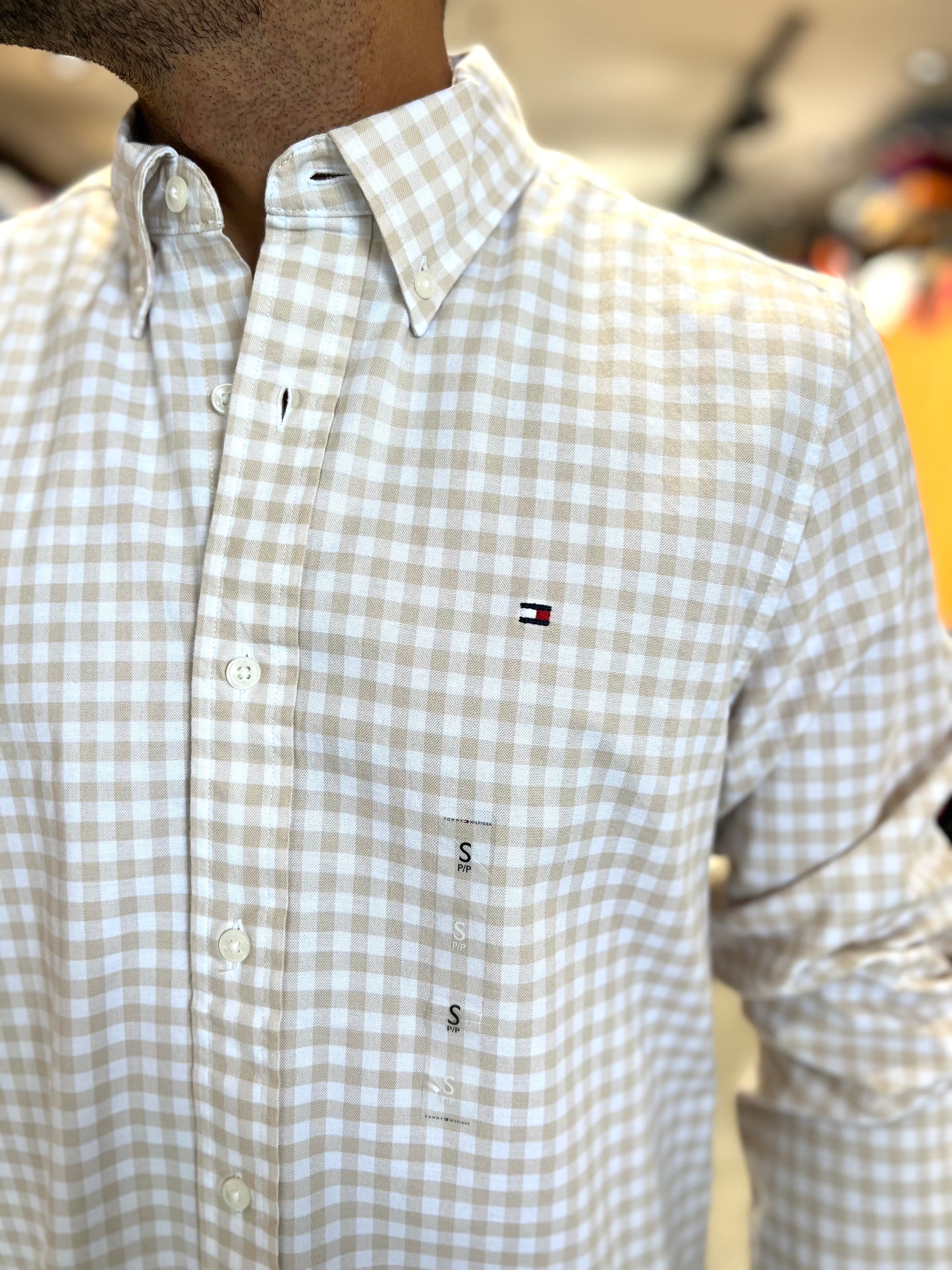 Camisa Tommy Hilfiger Beige Oxford